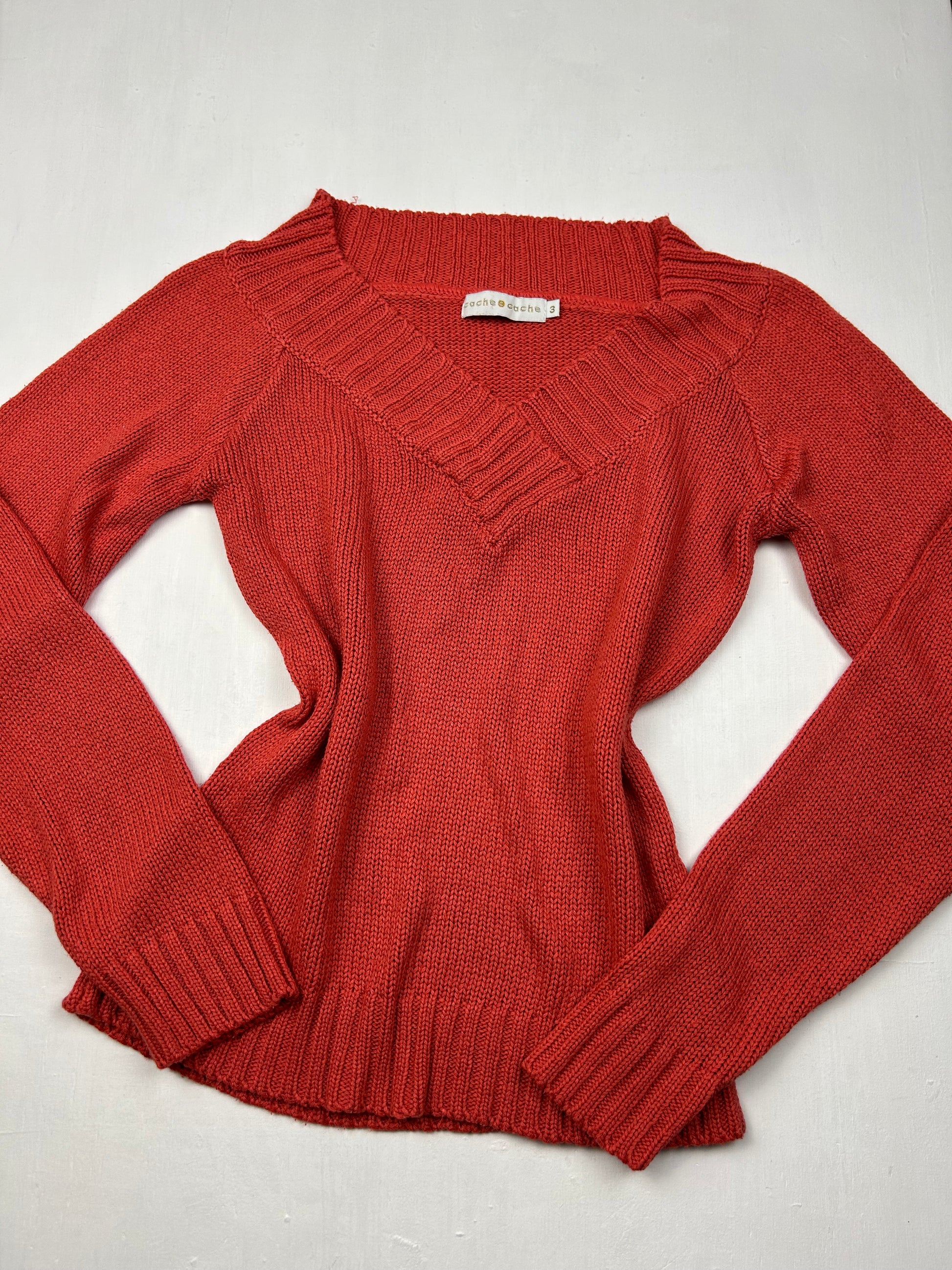 Orange V neck jumper (L)