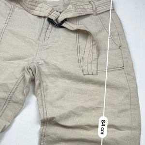 Beige linen low rise capri pants (S)