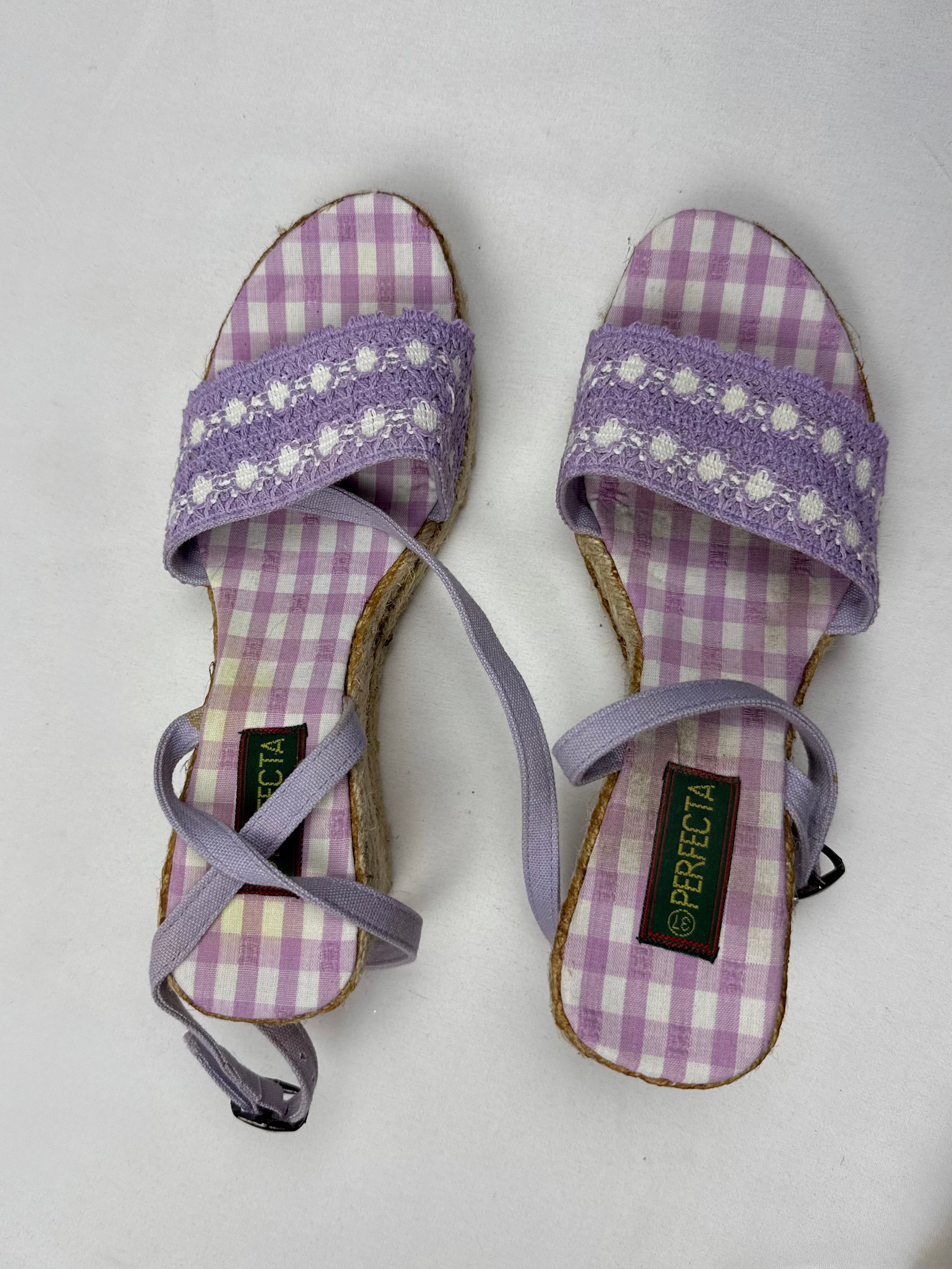 Lilac check print wedge heels (37)