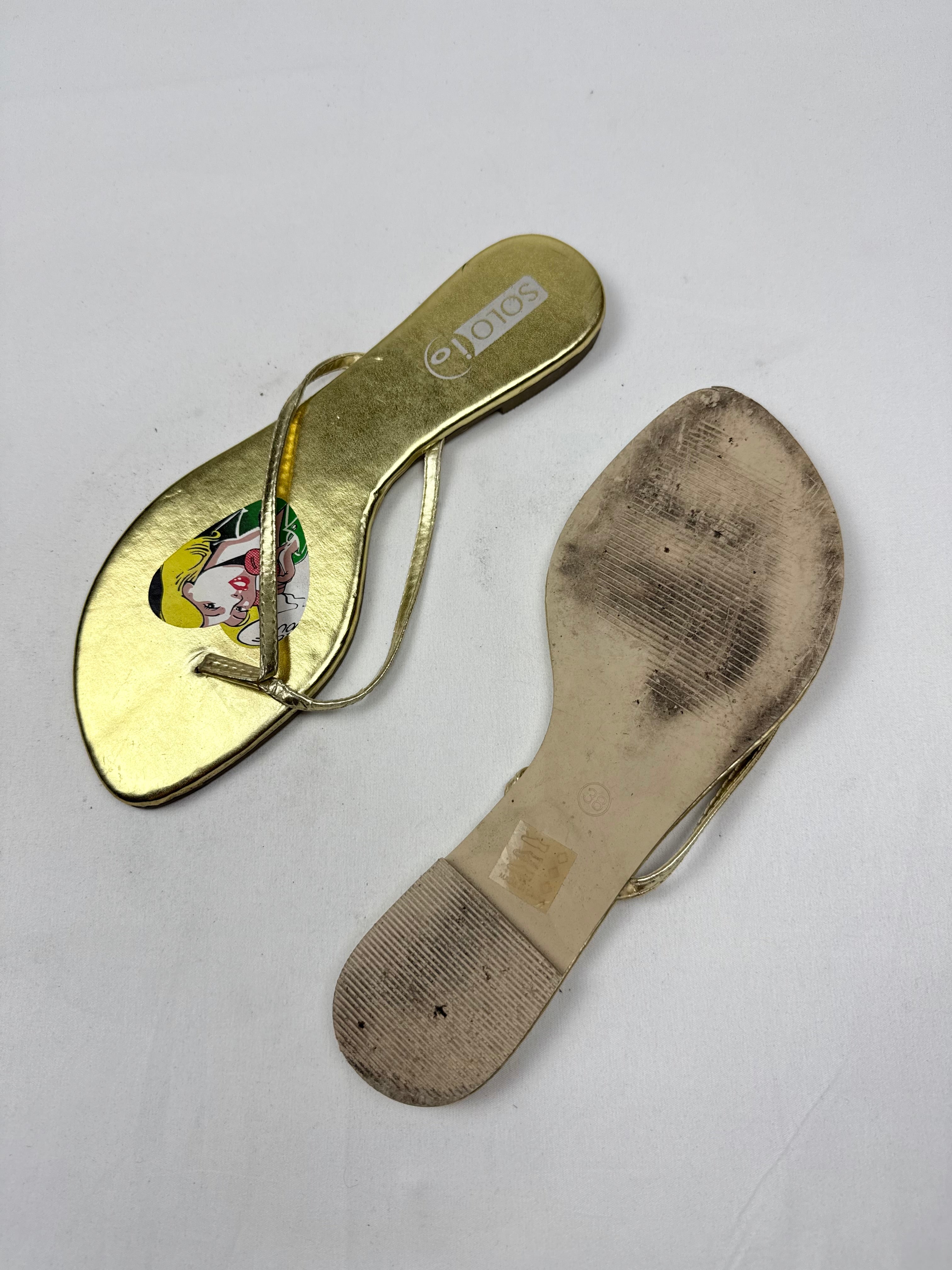 Gold flip flops thongs mules (38)