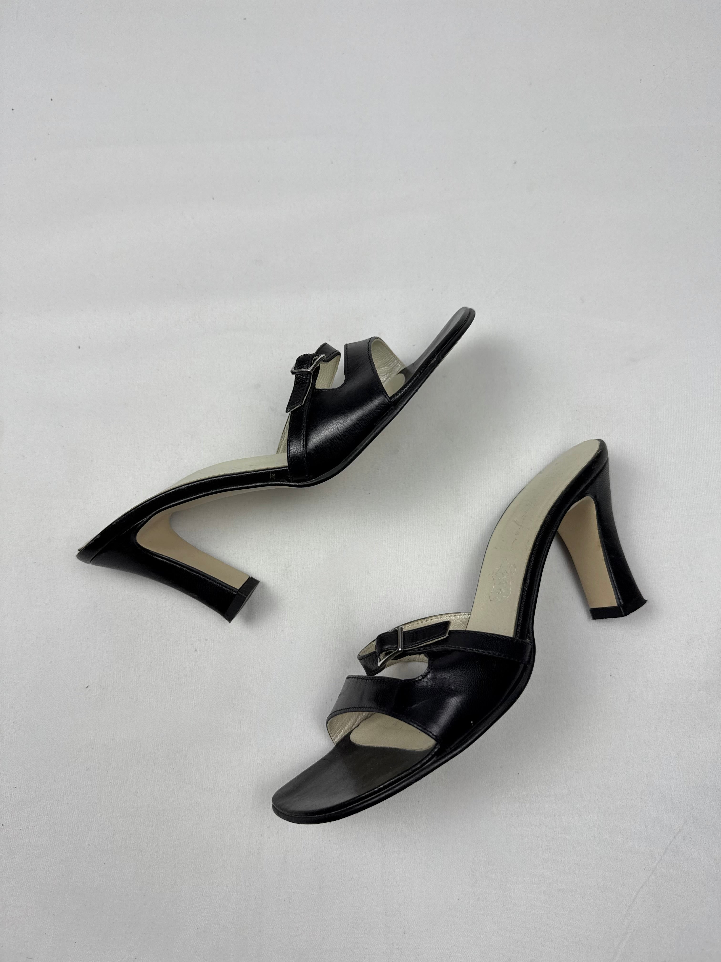 Black real leather mules heels (36)