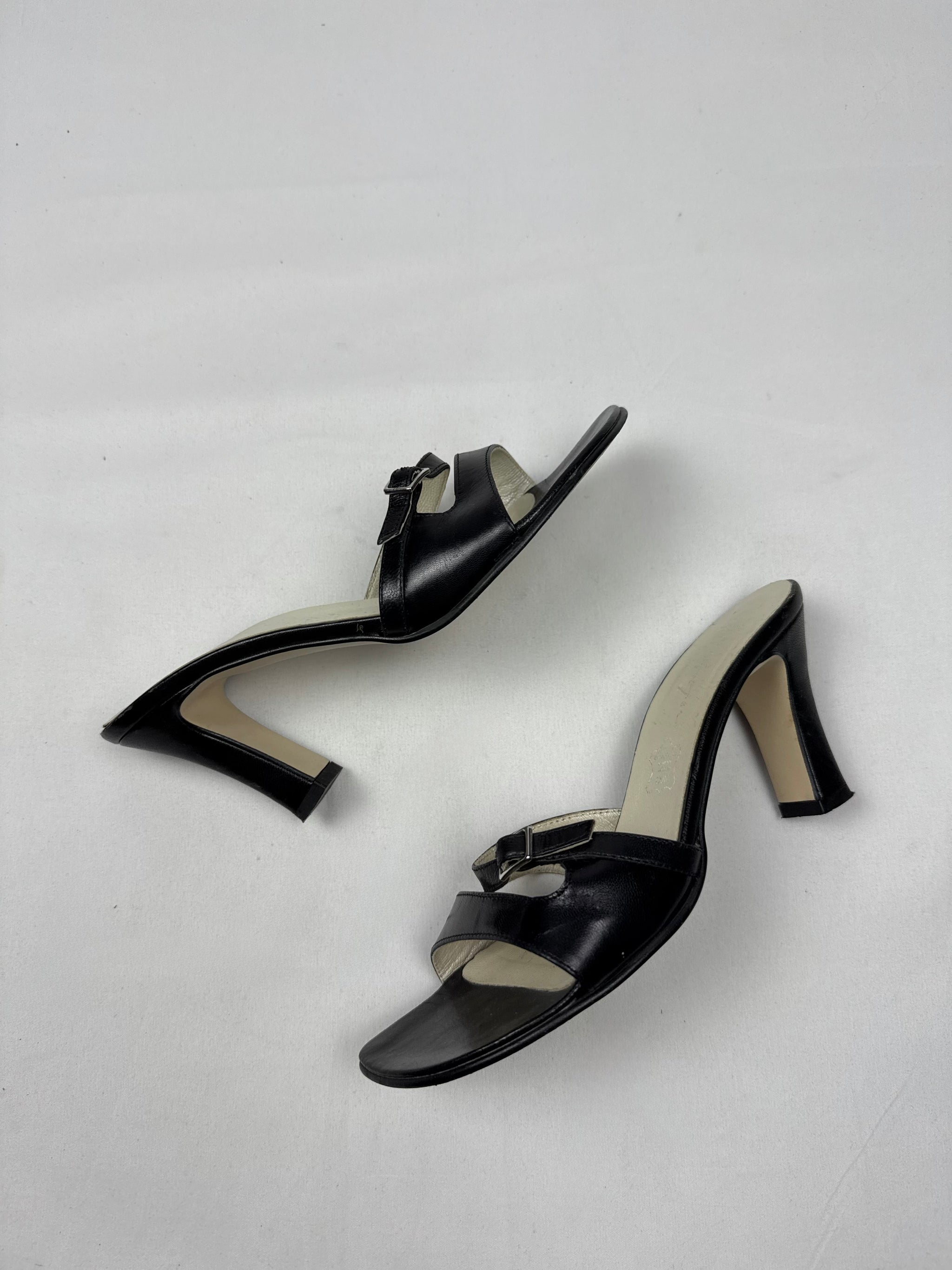 Black real leather mules heels (36)