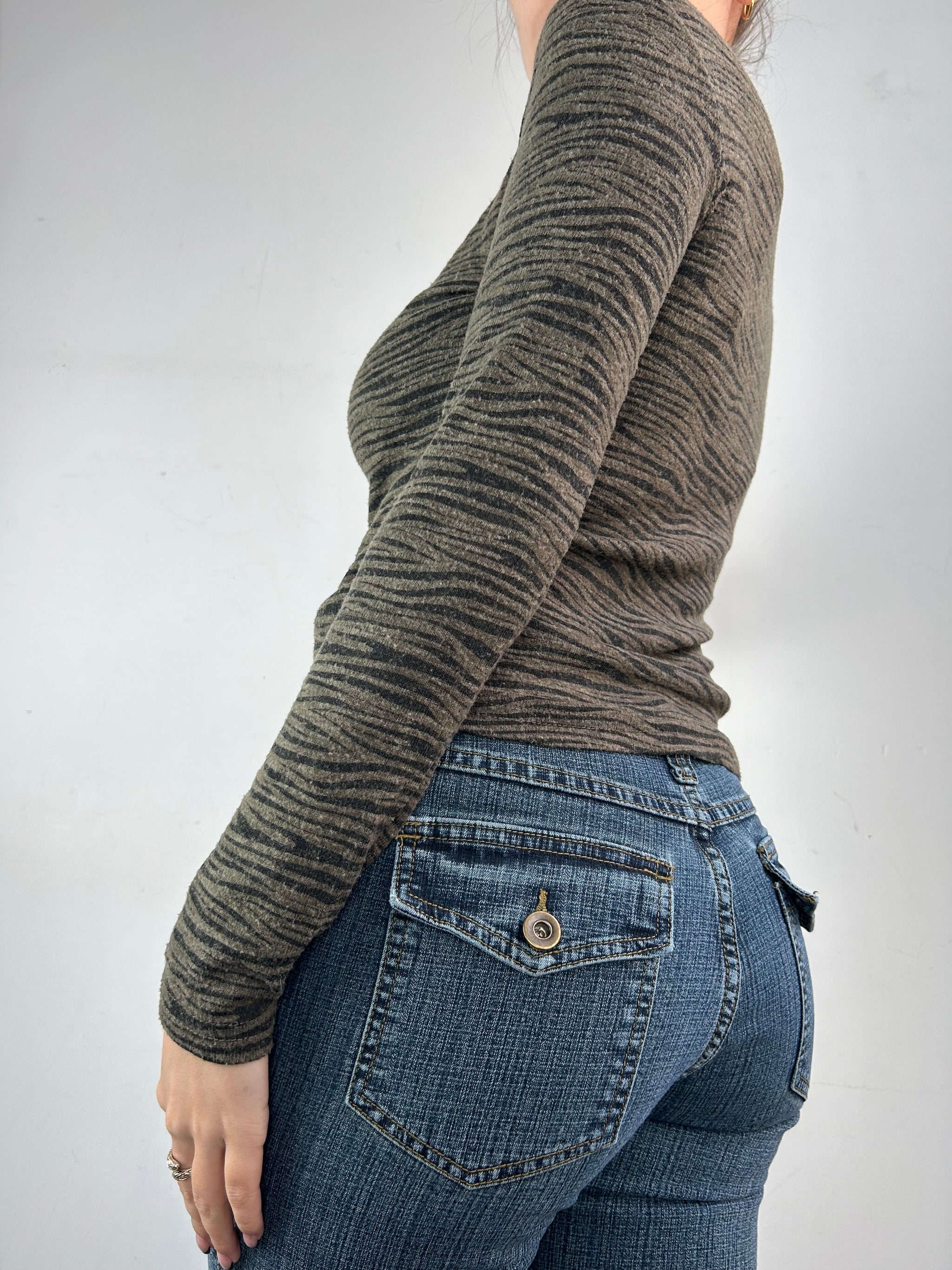 Khaki animal print jumper (S/M)