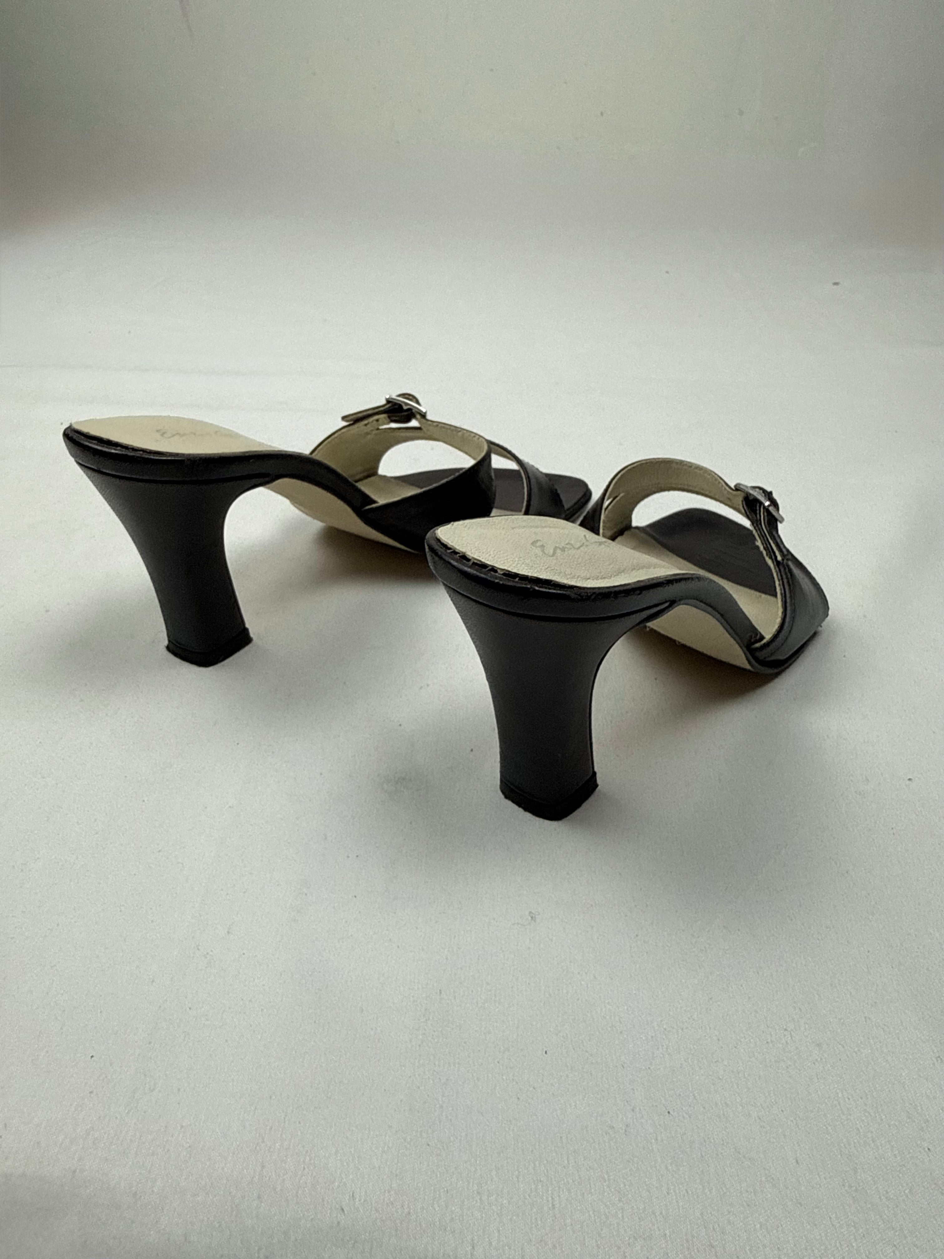 Black real leather mules heels (36)