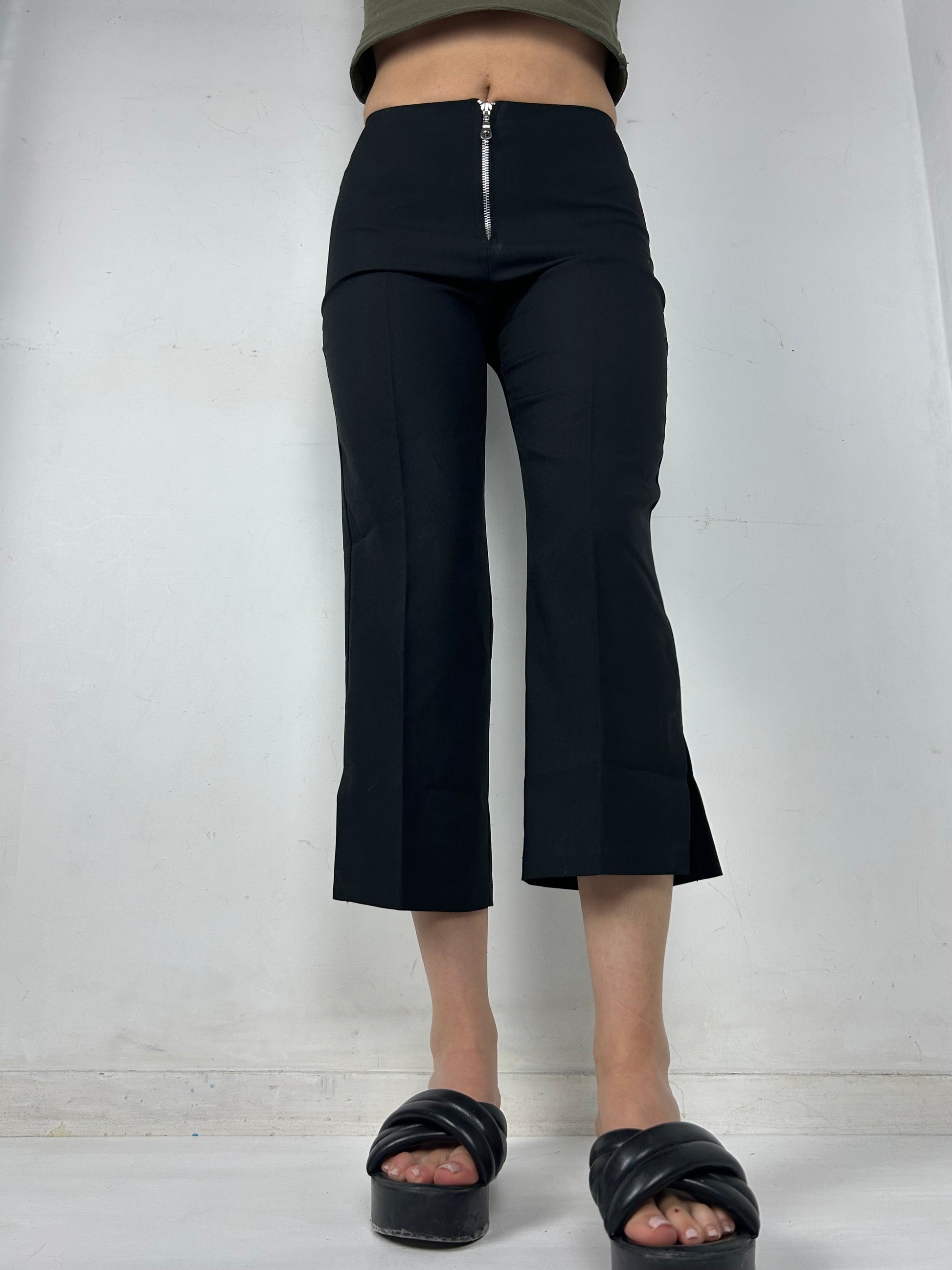Black zip up blazer office siren jacket + capri pants set (S/M)