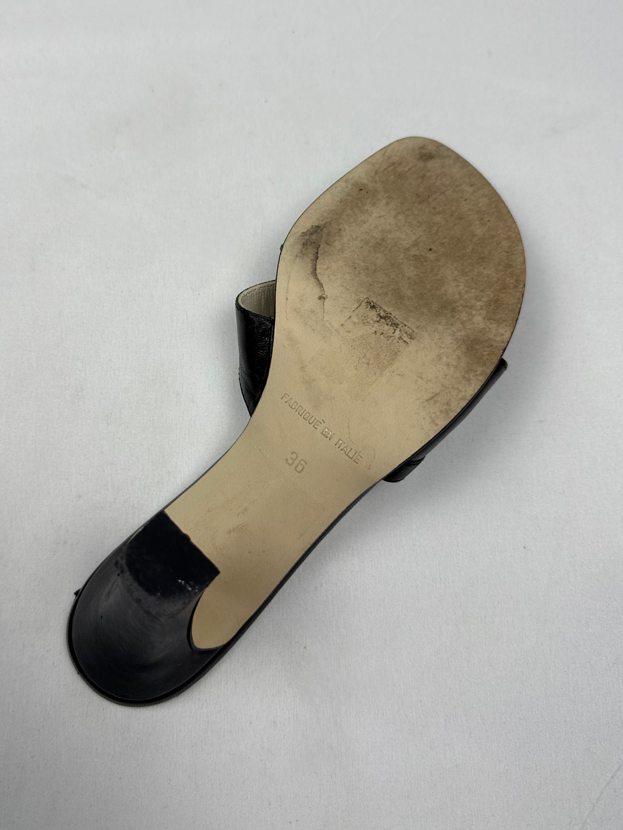 Black real leather mules heels (36)