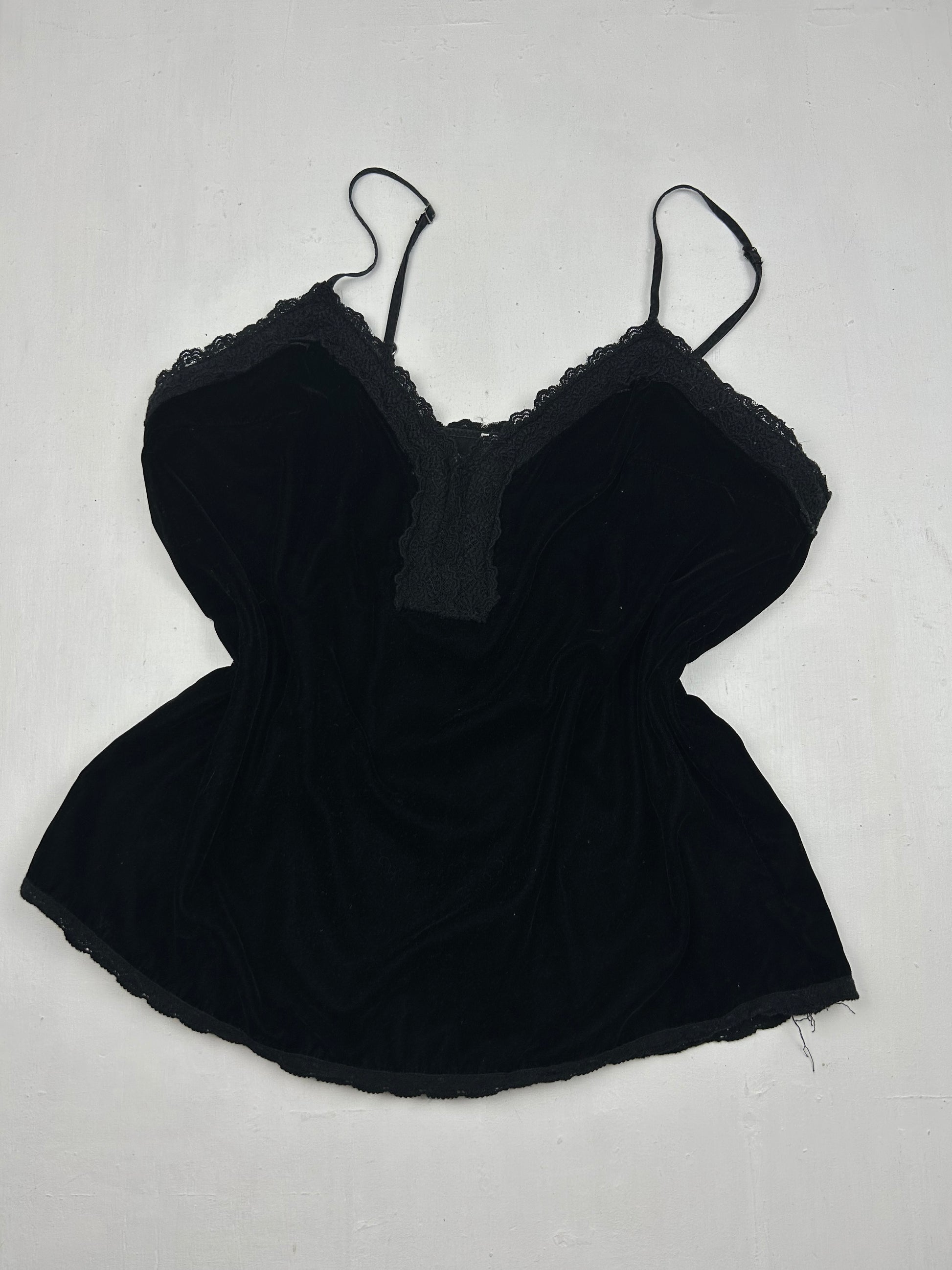 Black velvet cami top (M)
