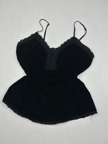 Black velvet cami top (M)