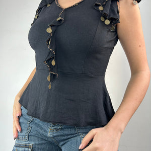 Black pearls cotton tee (S/M)