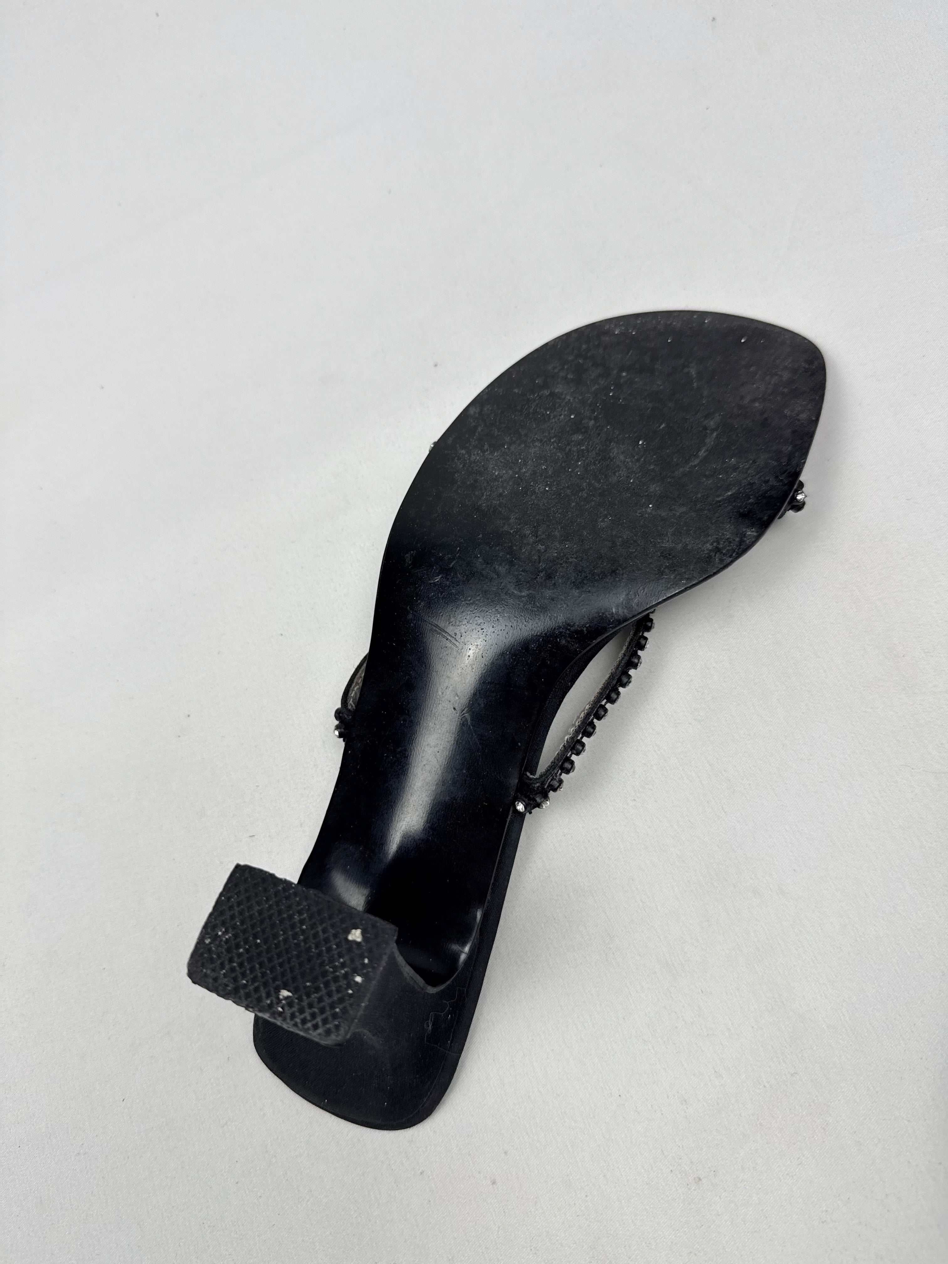 Black rhinestones kitten heels mules (36)