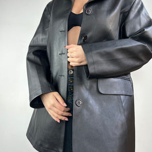 Black pvc leather trench jacket (L)