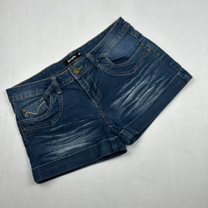 Navy denim low rise mini short (M)