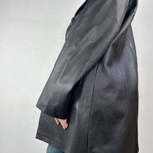 Black pvc leather trench jacket (L)