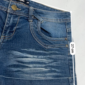 Navy denim low rise mini short (M)