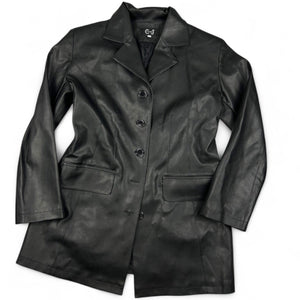 Black pvc leather trench jacket (L)