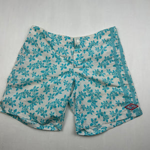 Blue floral print beachwear short (S)