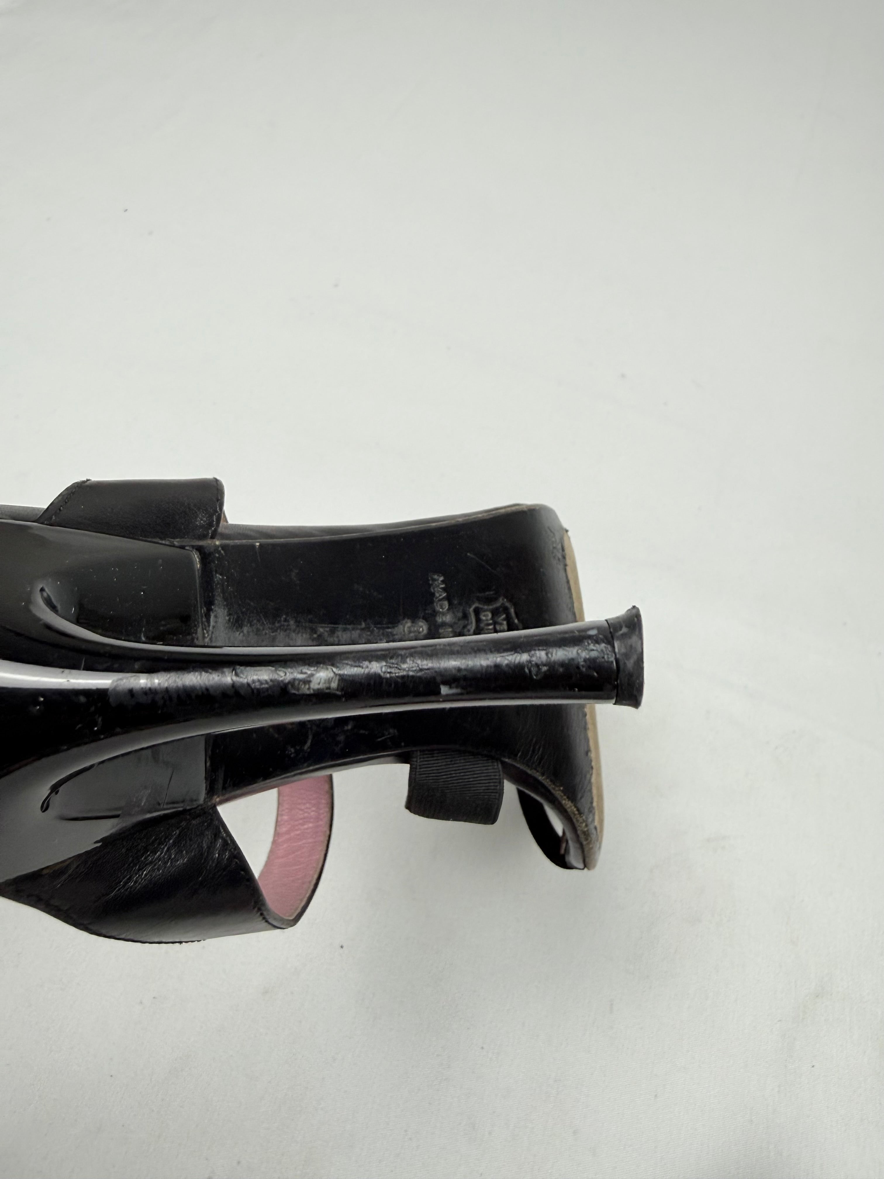 Black & pink real leather heels mules (38)