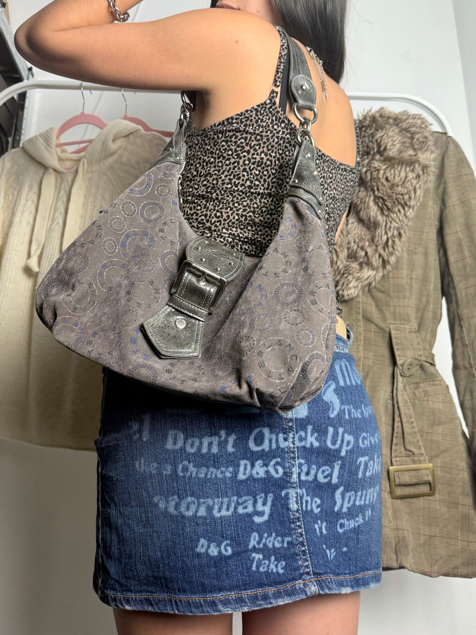 Brown buckle belt besace shoulder bag (20x35cm)