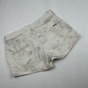 Cream floral denim low rise mini short (S)