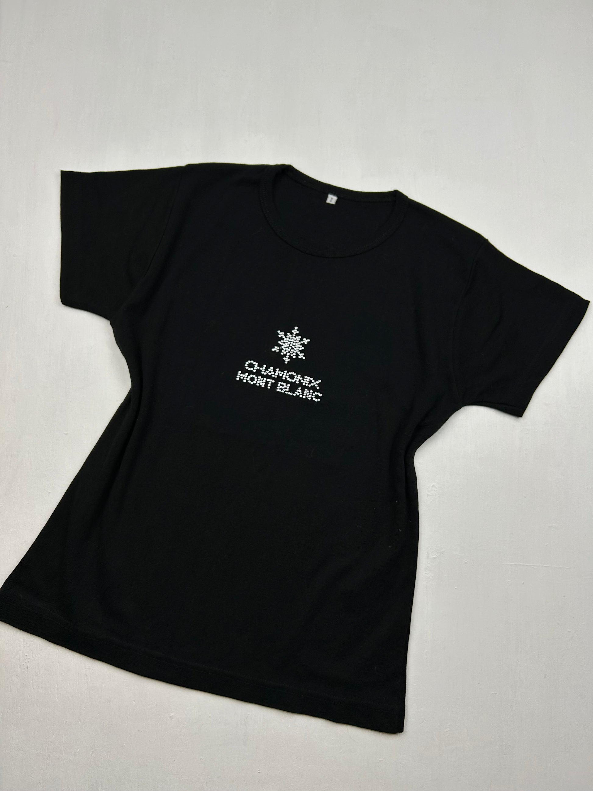 Black strass logo cotton tee (S/M)