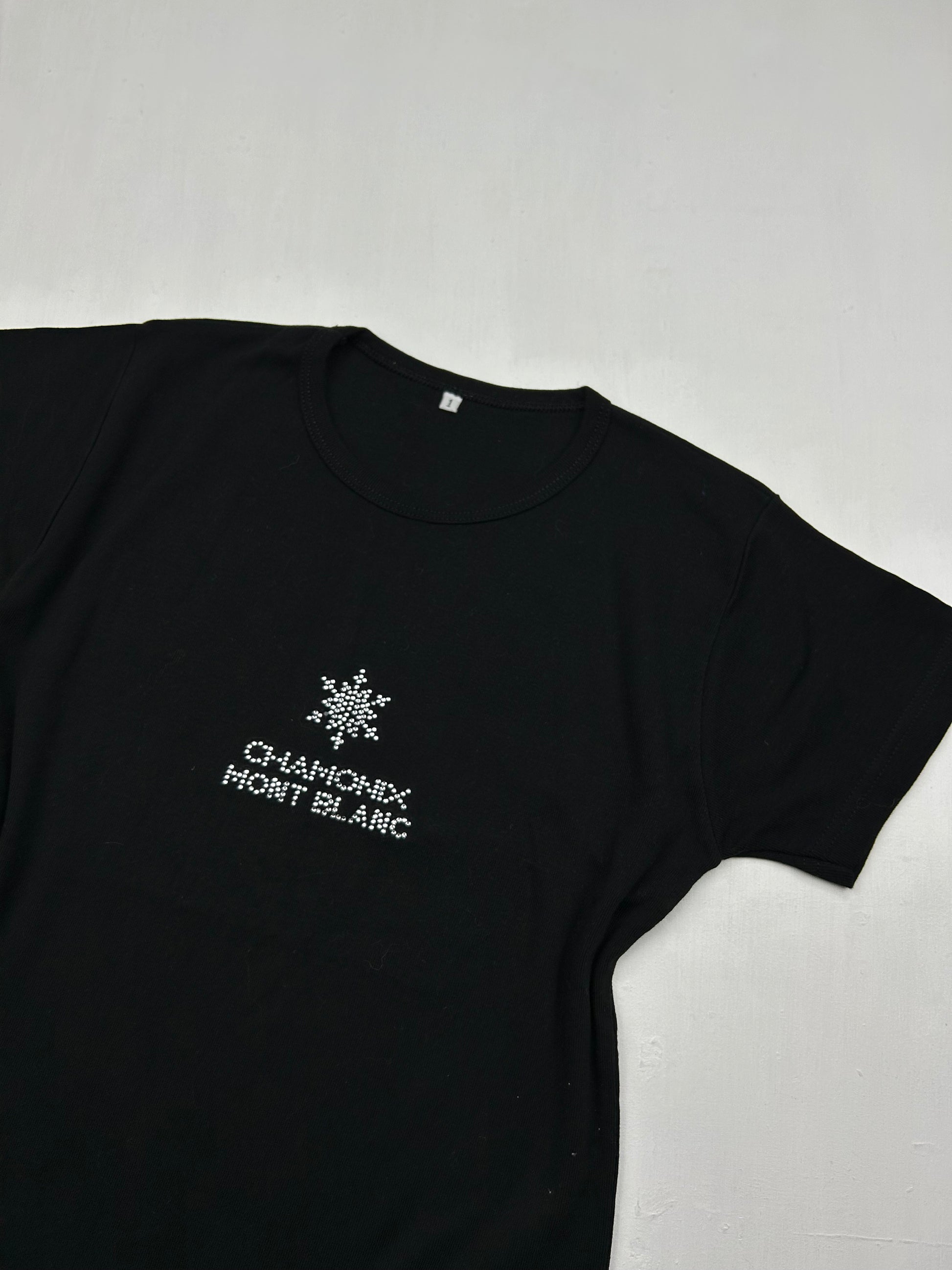 Black strass logo cotton tee (S/M)