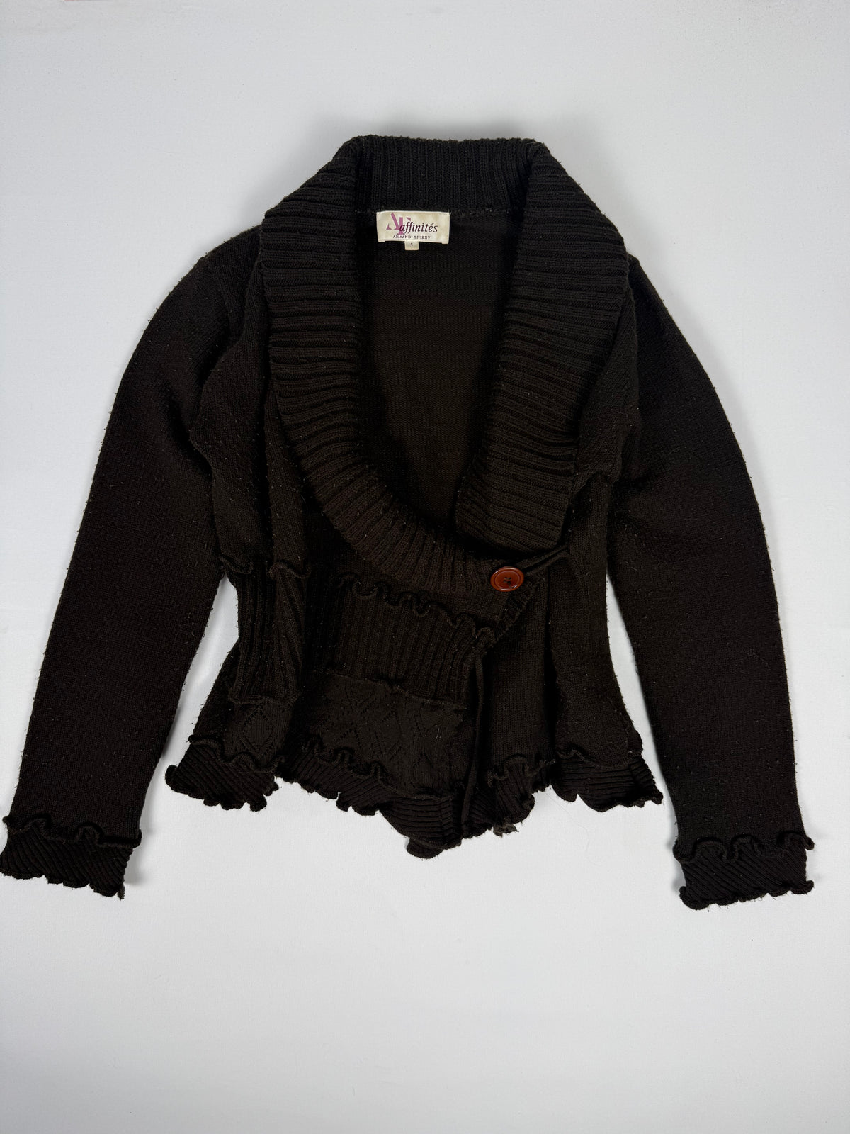 Mini-robe en maille grise à manches courtes avec nouage (S)