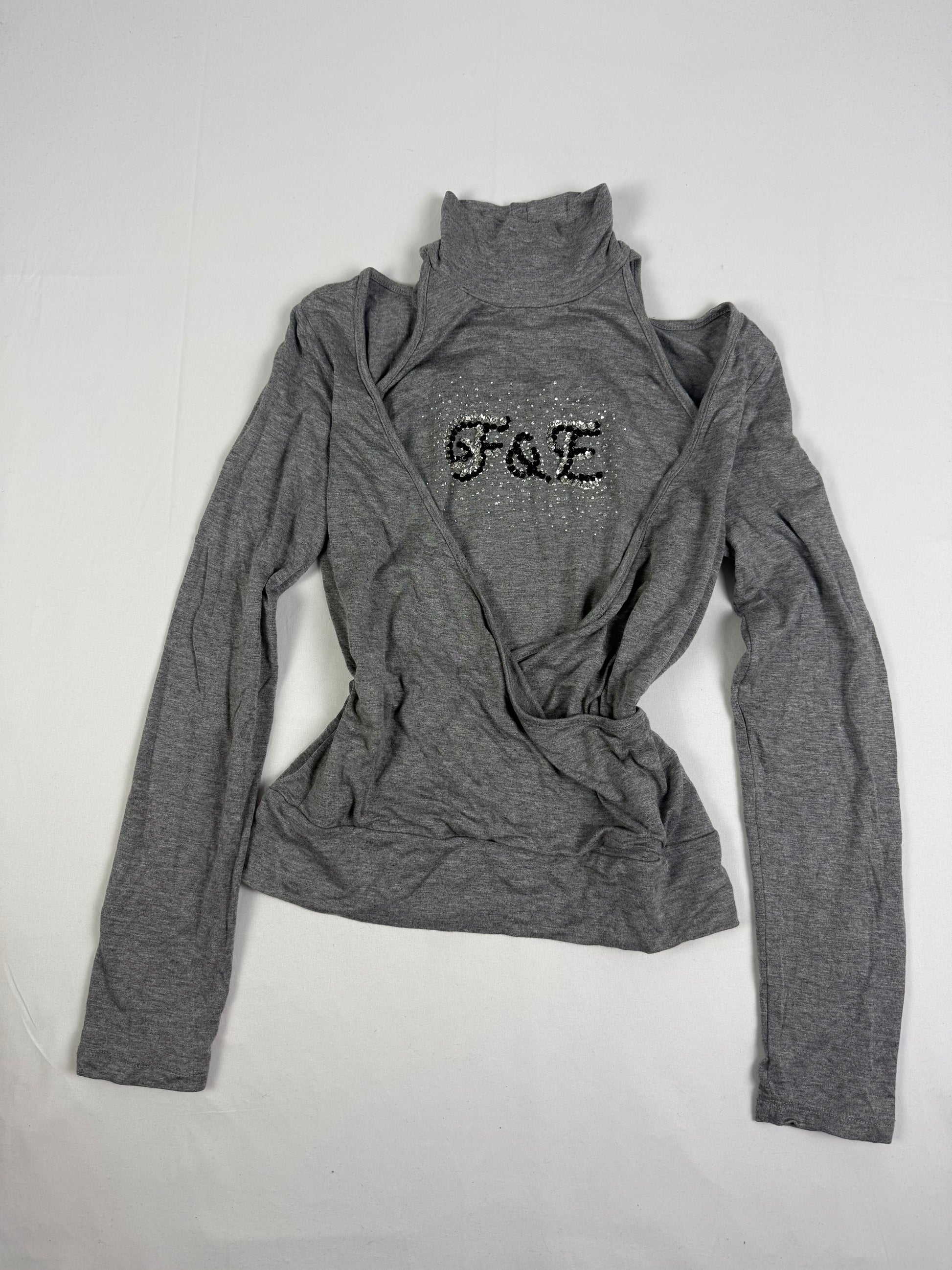 Grey 2 in 1 cotton long sleeves top (S)
