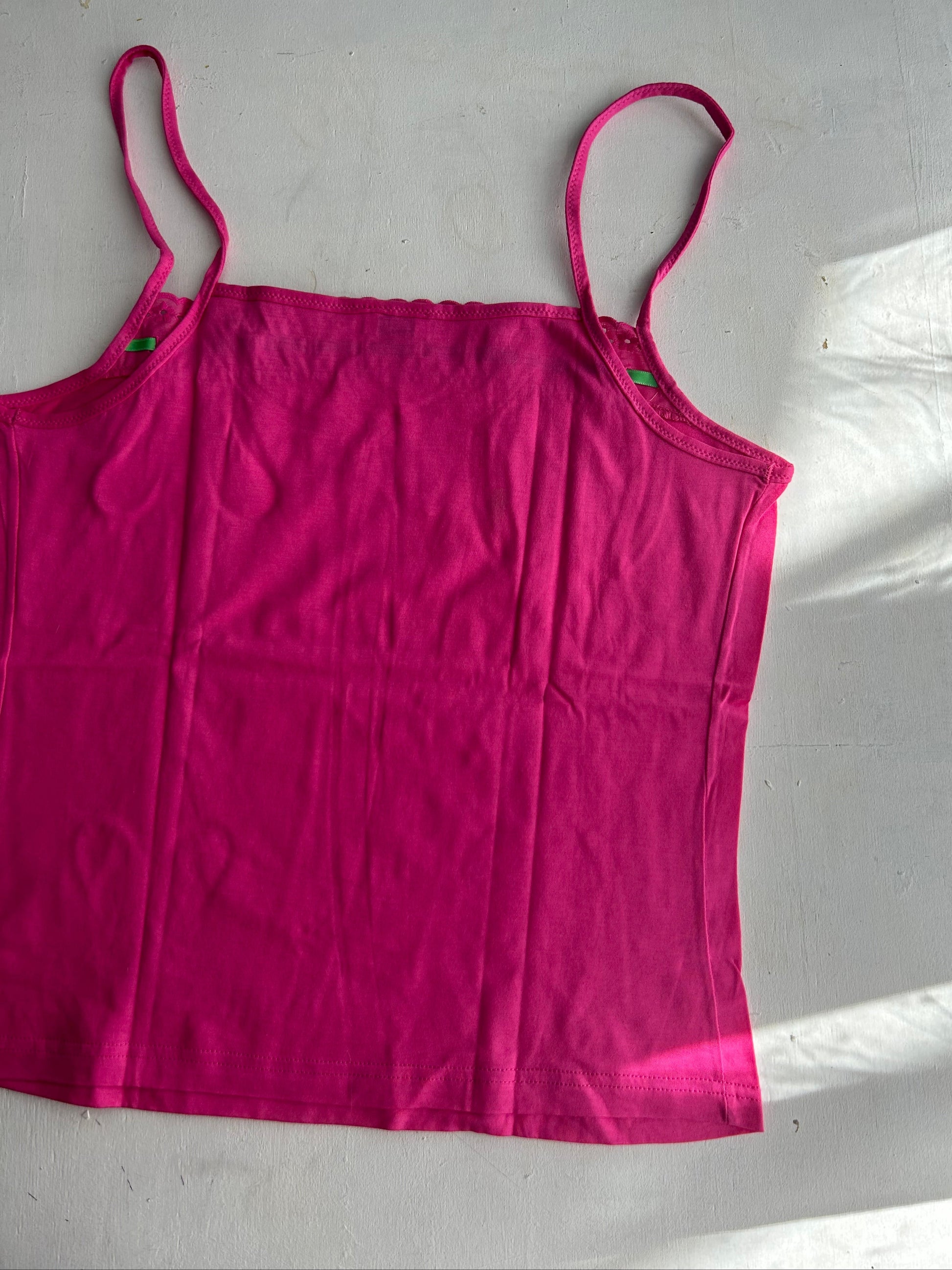 Pink 100% cotton bow cami top (M)