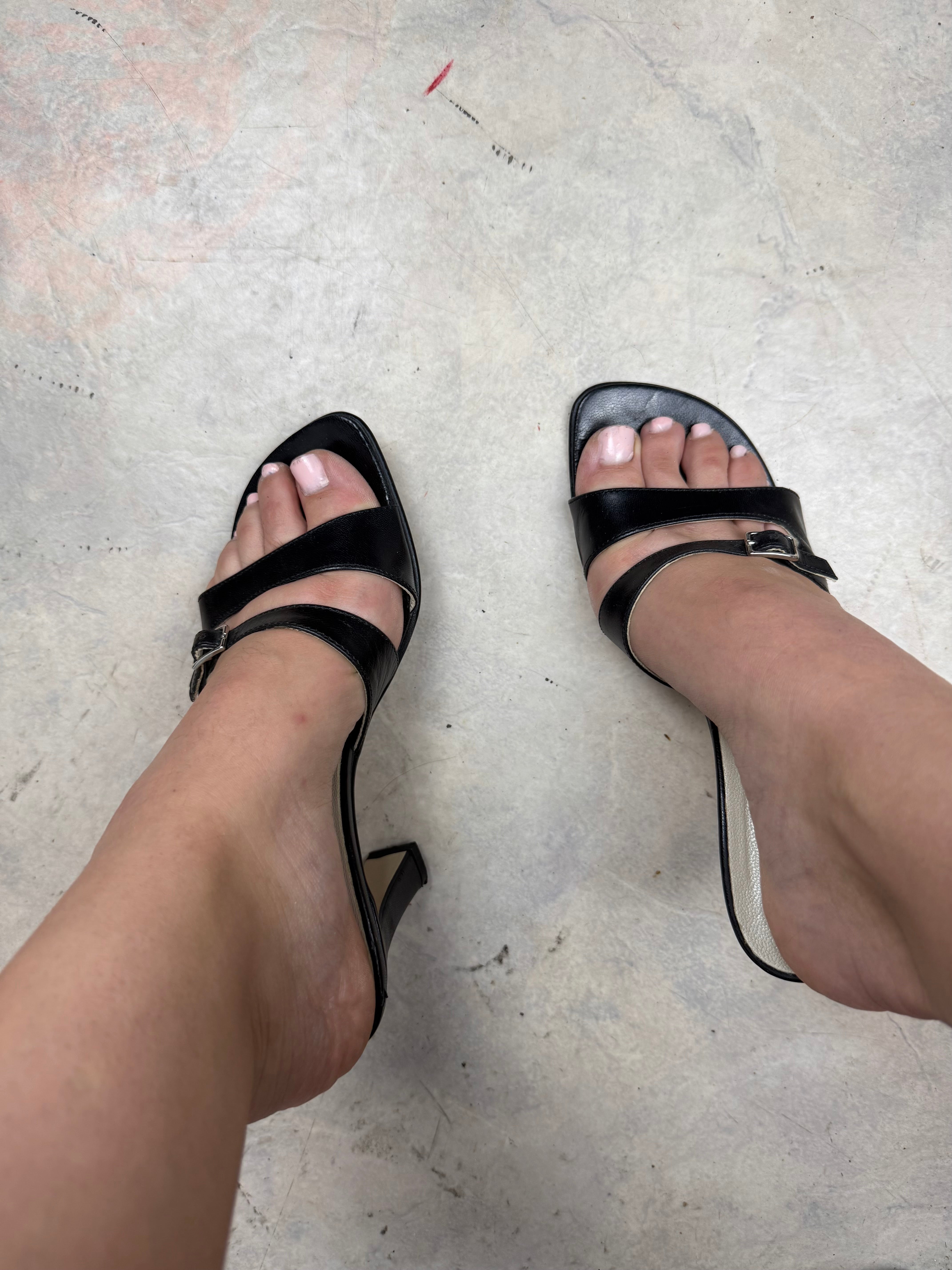 Black real leather mules heels (36)