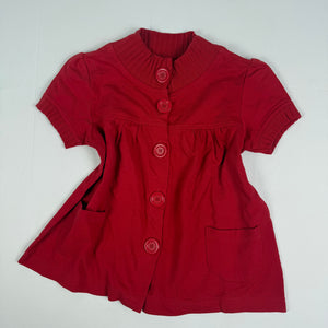 Red buttons up cotton short sleeves cardigan (S/M)