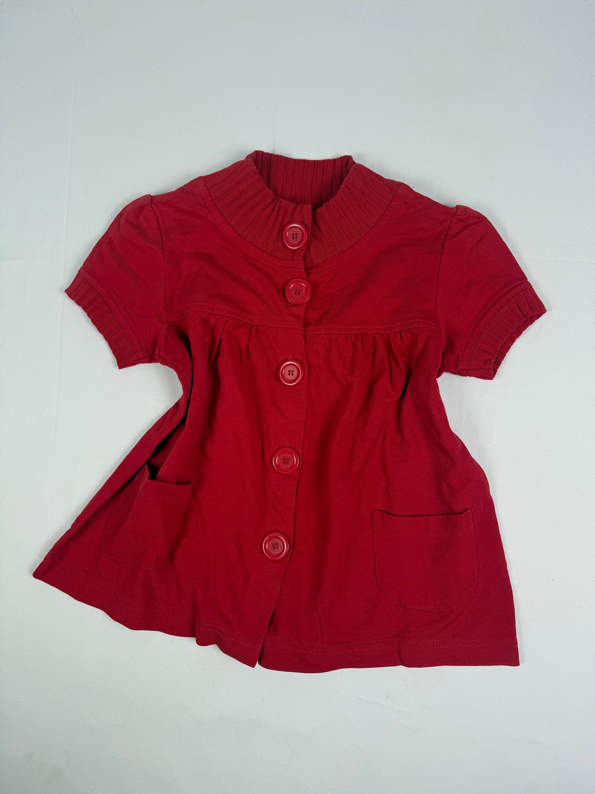 Red buttons up cotton short sleeves cardigan (S/M)