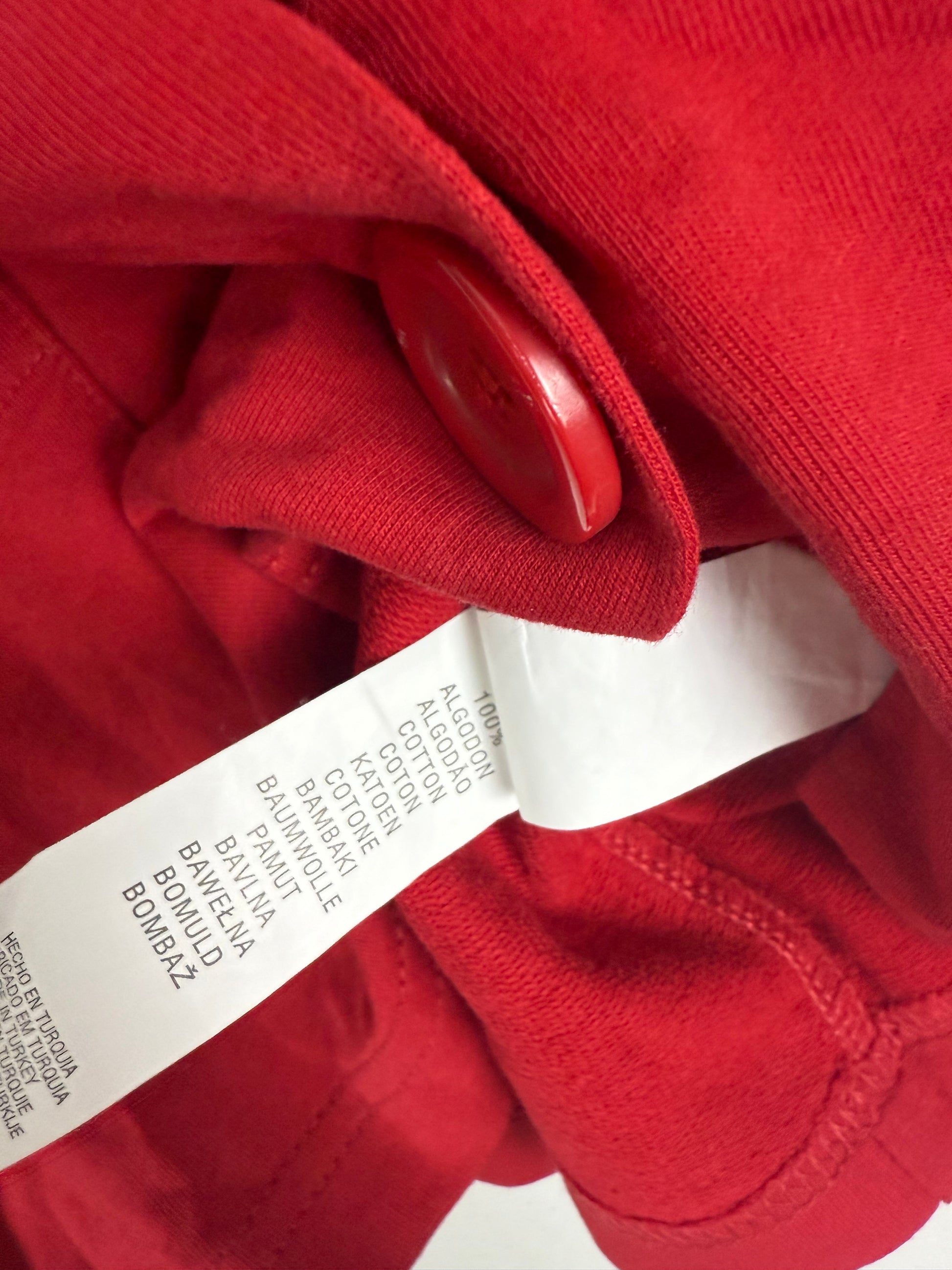 Red buttons up cotton short sleeves cardigan (S/M)