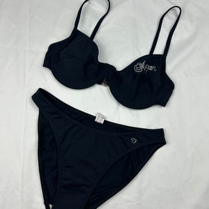 Black strass logo bikini set (M)