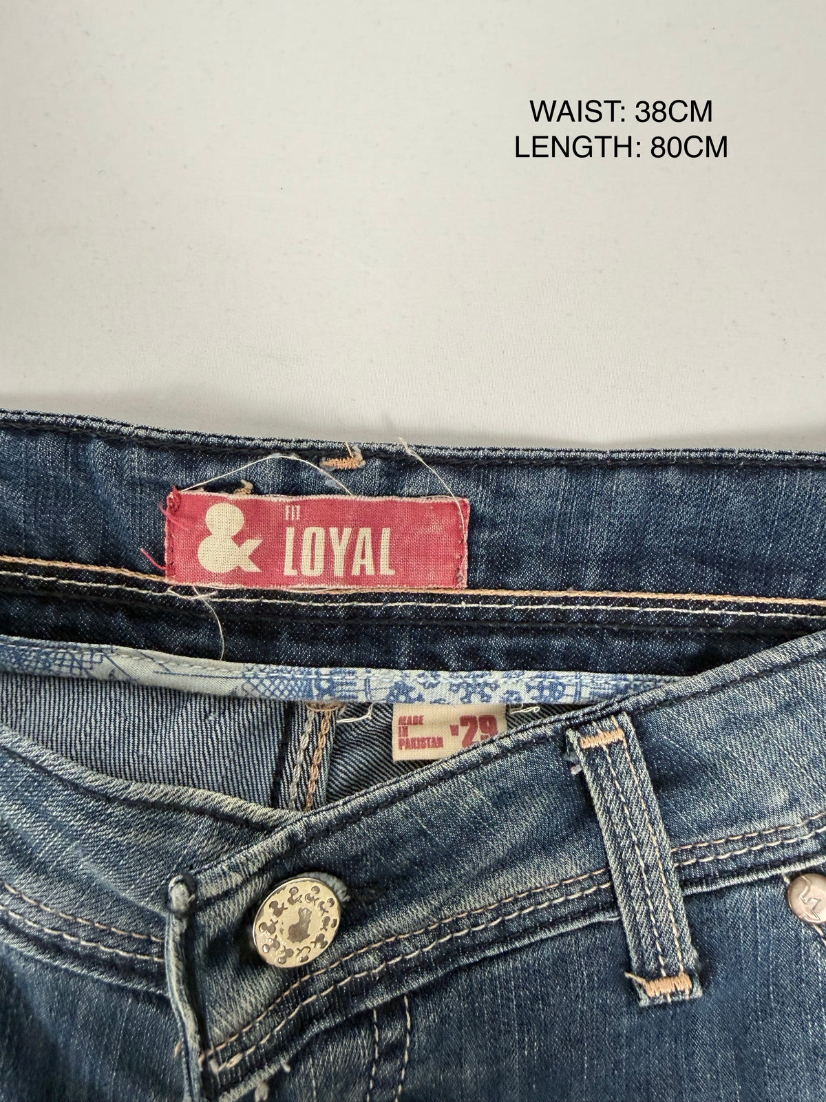 Blue denim low rise capri pants (M)