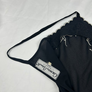 Black mesh backless embroidered top (S/M)