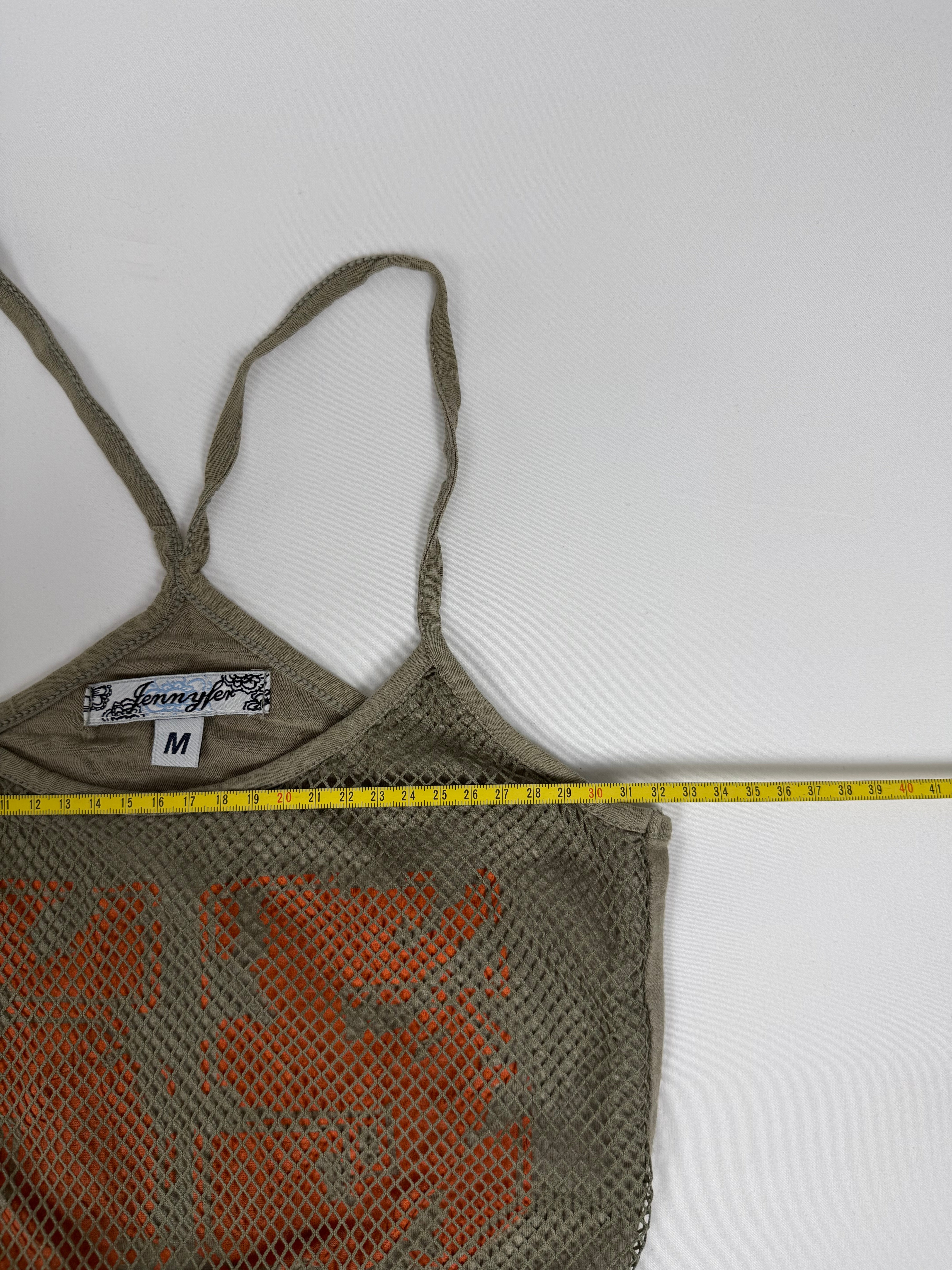 Khaki fishnet top (M)