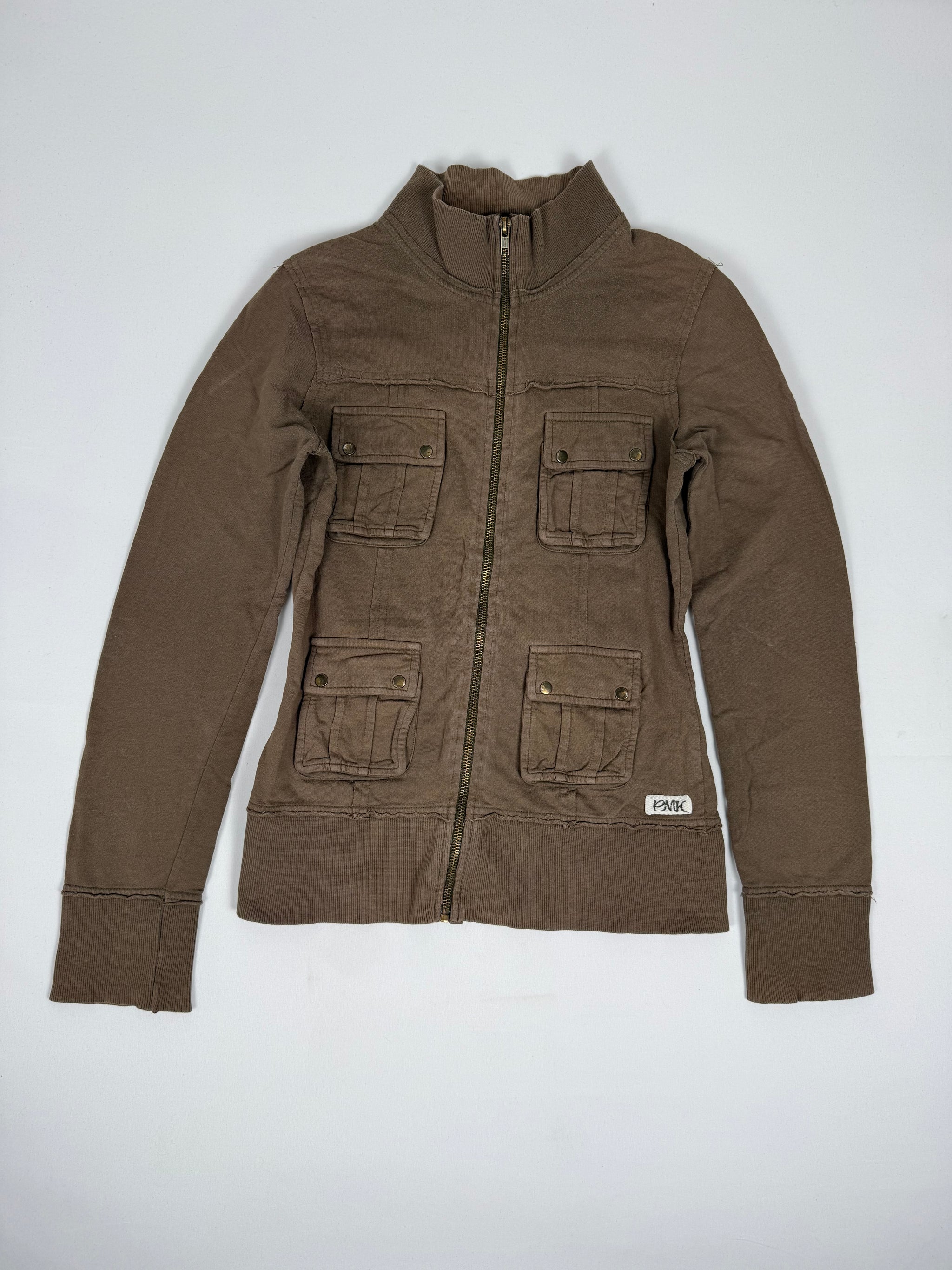 Khaki zip up cotton sweatshirt (S)