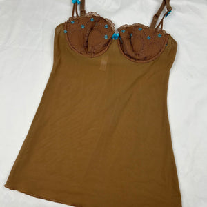 Beige mesh babydoll corset top  (S)