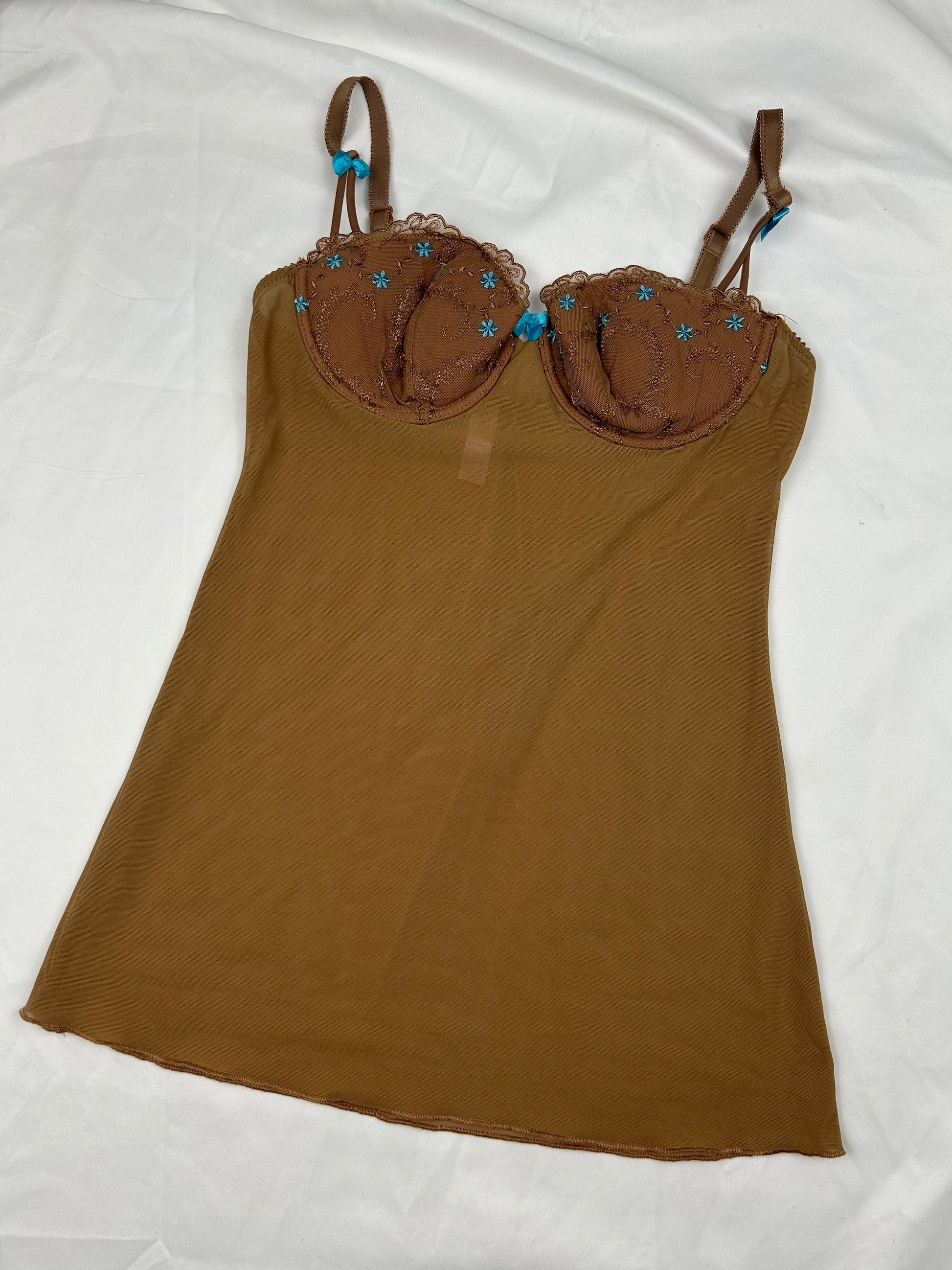 Beige mesh babydoll corset top  (S)