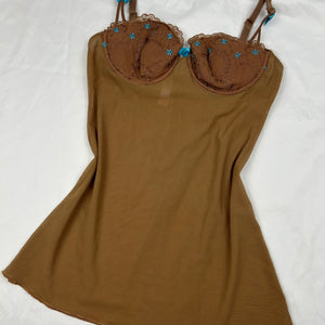 Beige mesh babydoll corset top  (S)