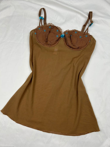 Beige mesh babydoll corset top  (S)