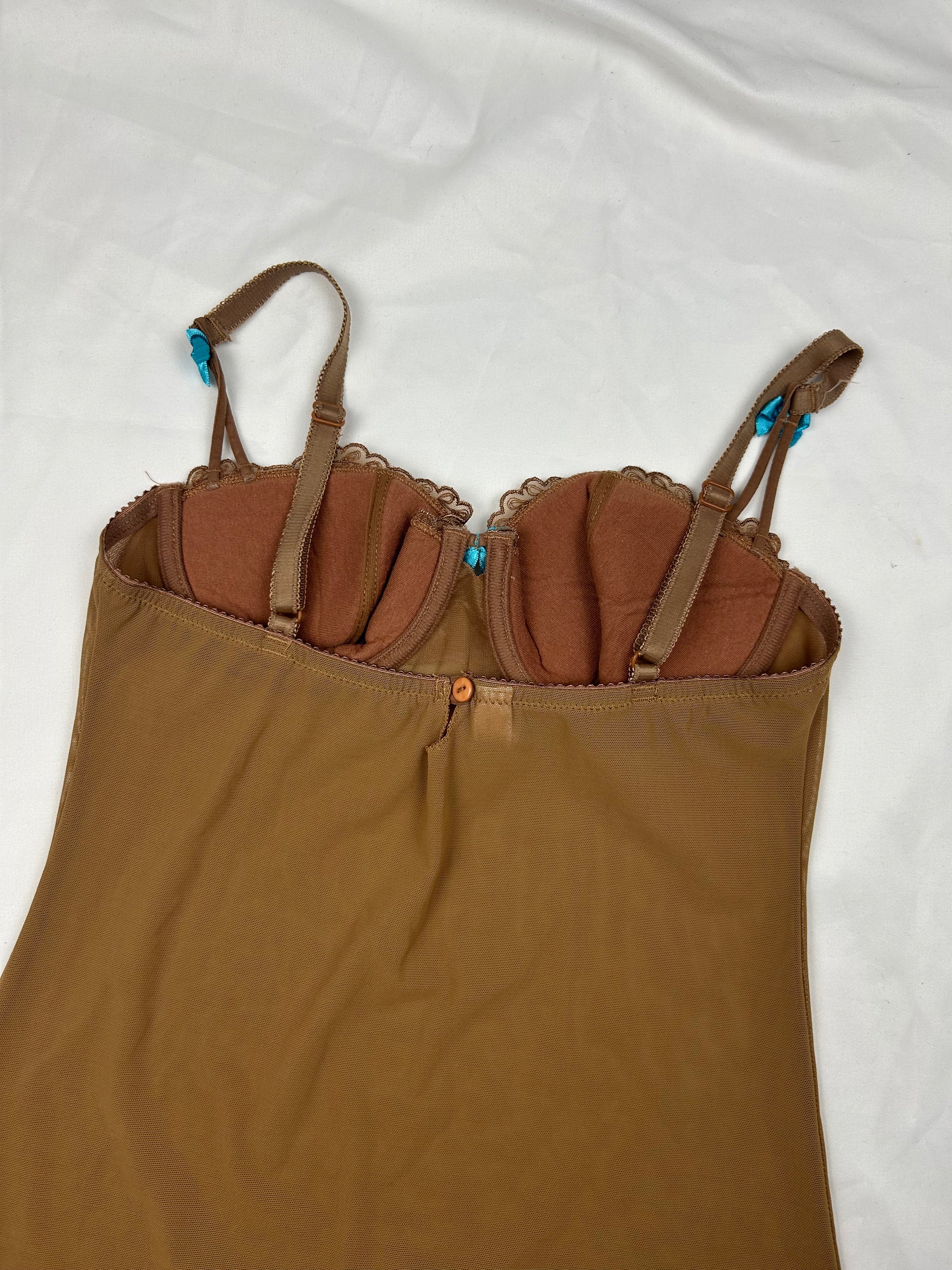 Beige mesh babydoll corset top  (S)