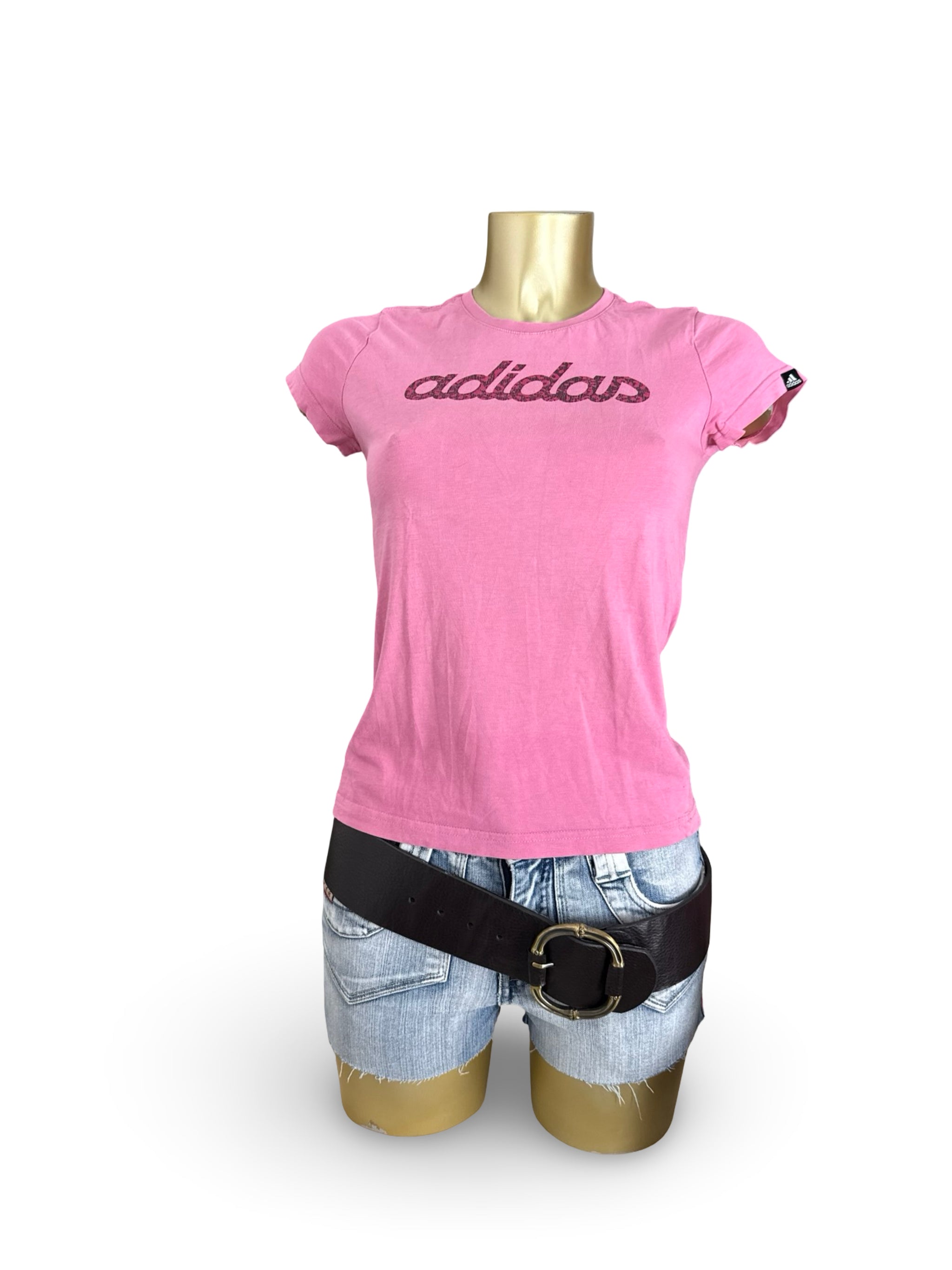 Pink spell out logo tee (XS)