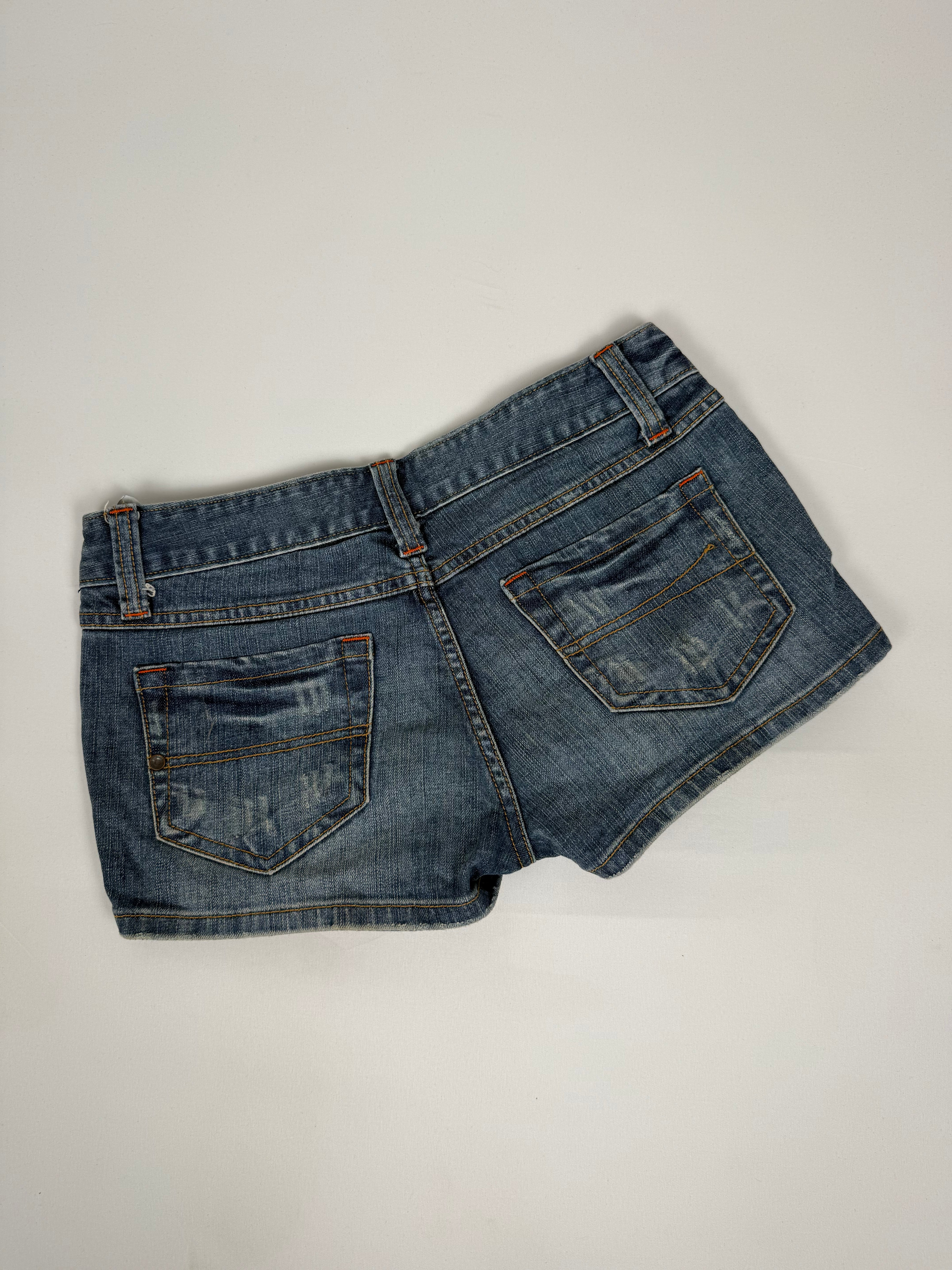 Blue denim low rise mini short (M)
