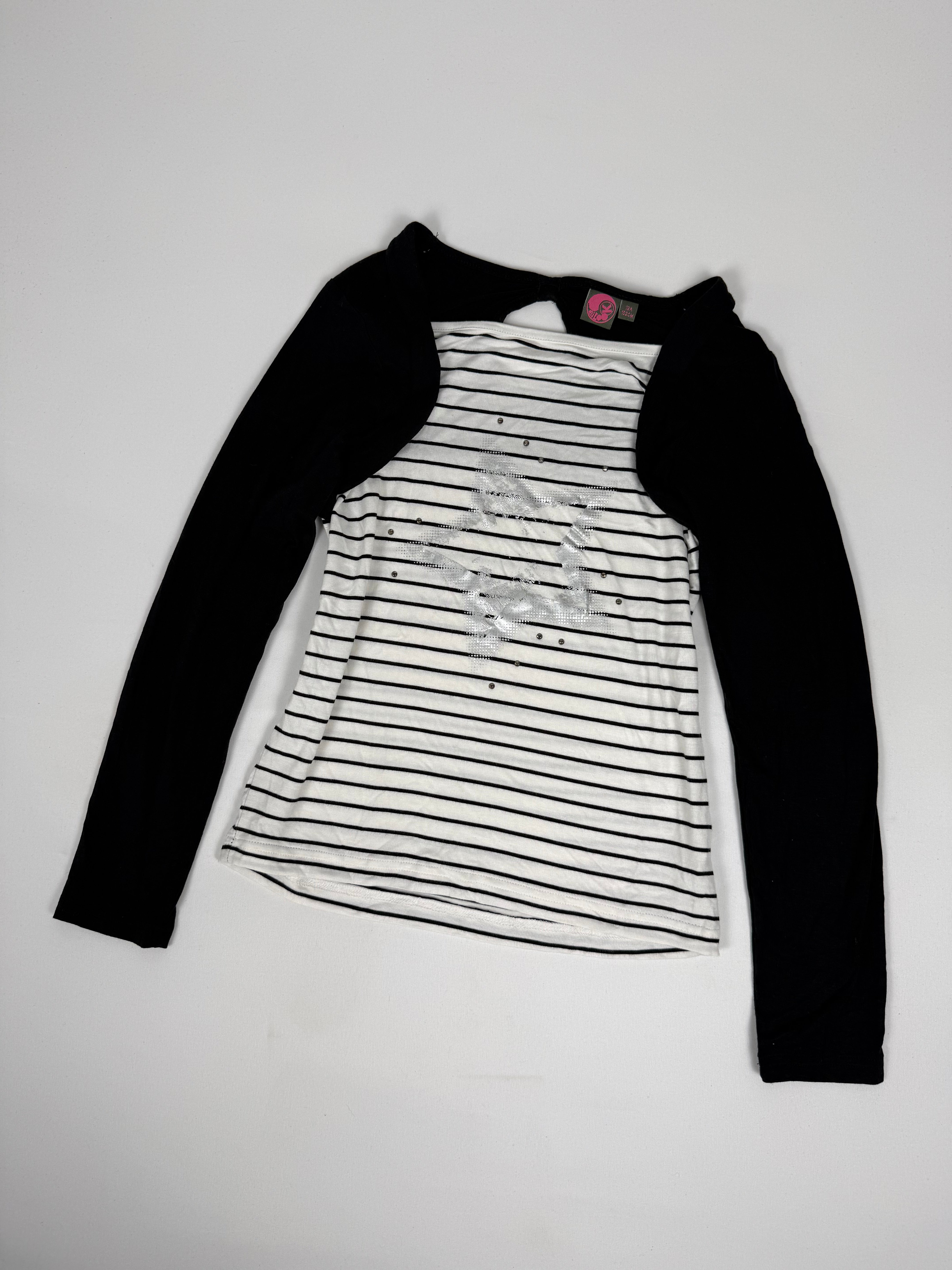 Haut à manches longues à rayures noires avec capuche (XS)
