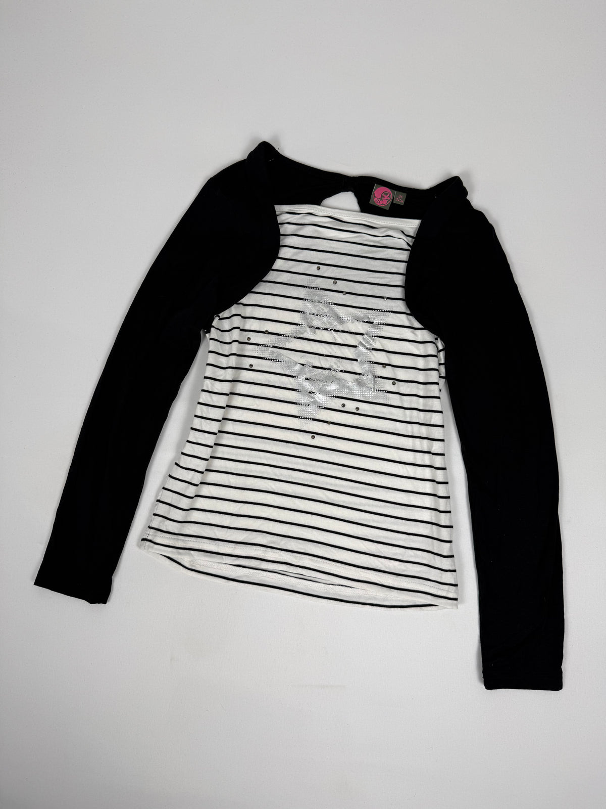 Haut à manches longues à rayures noires avec capuche (XS)