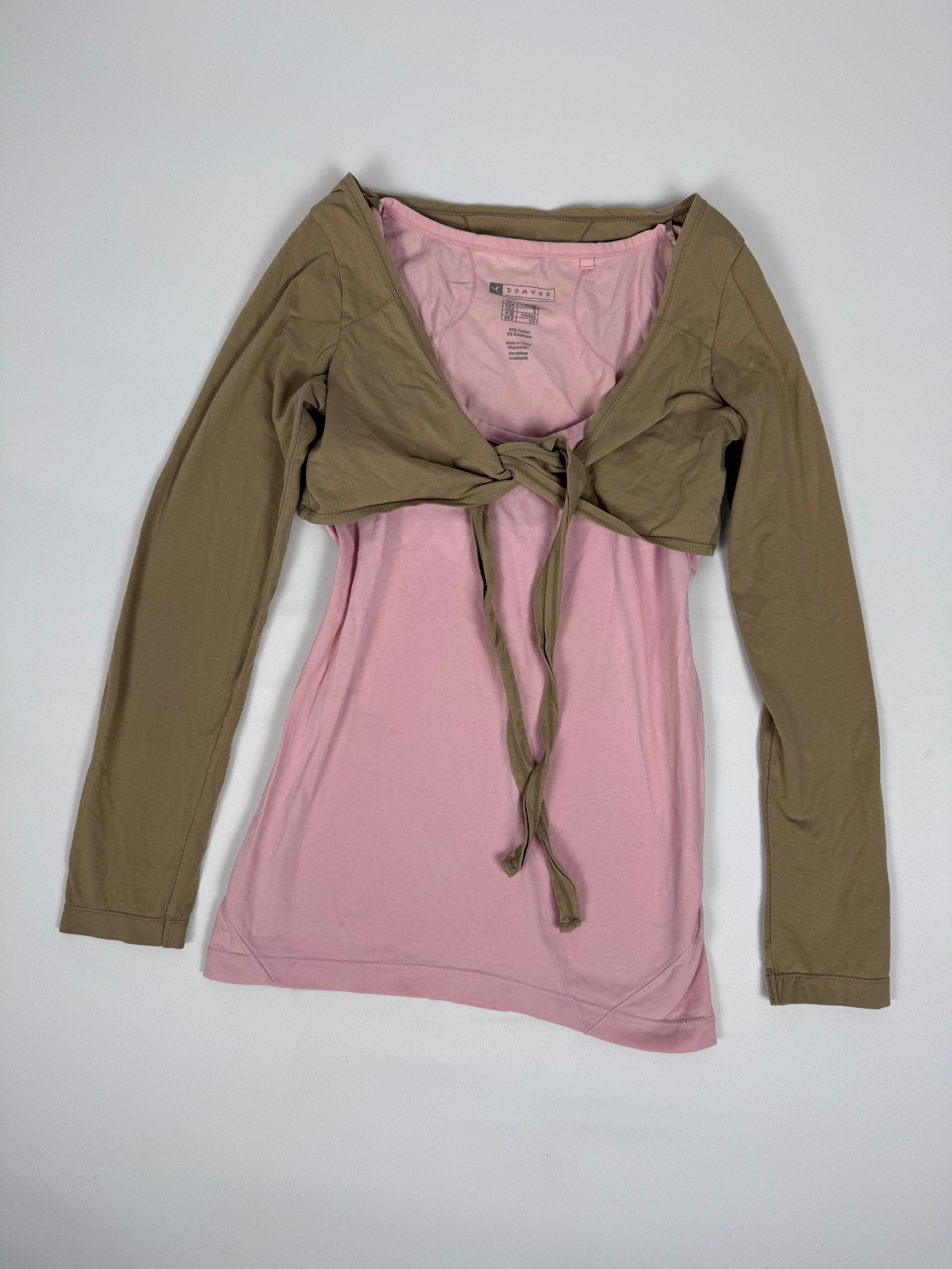 Khaki 2 in 1 bolero long sleeves top (M)
