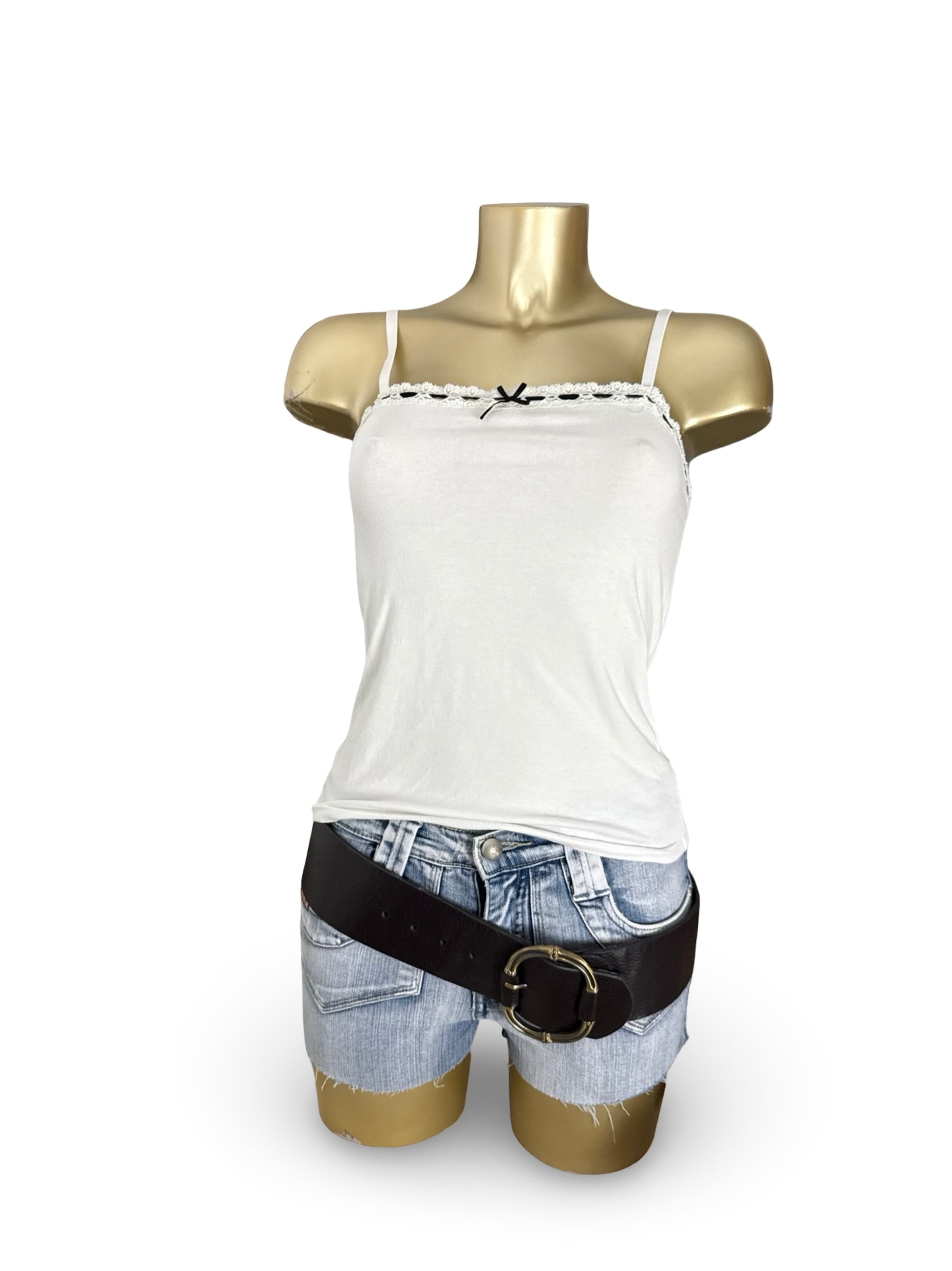 White cotton coquette cami top (M)