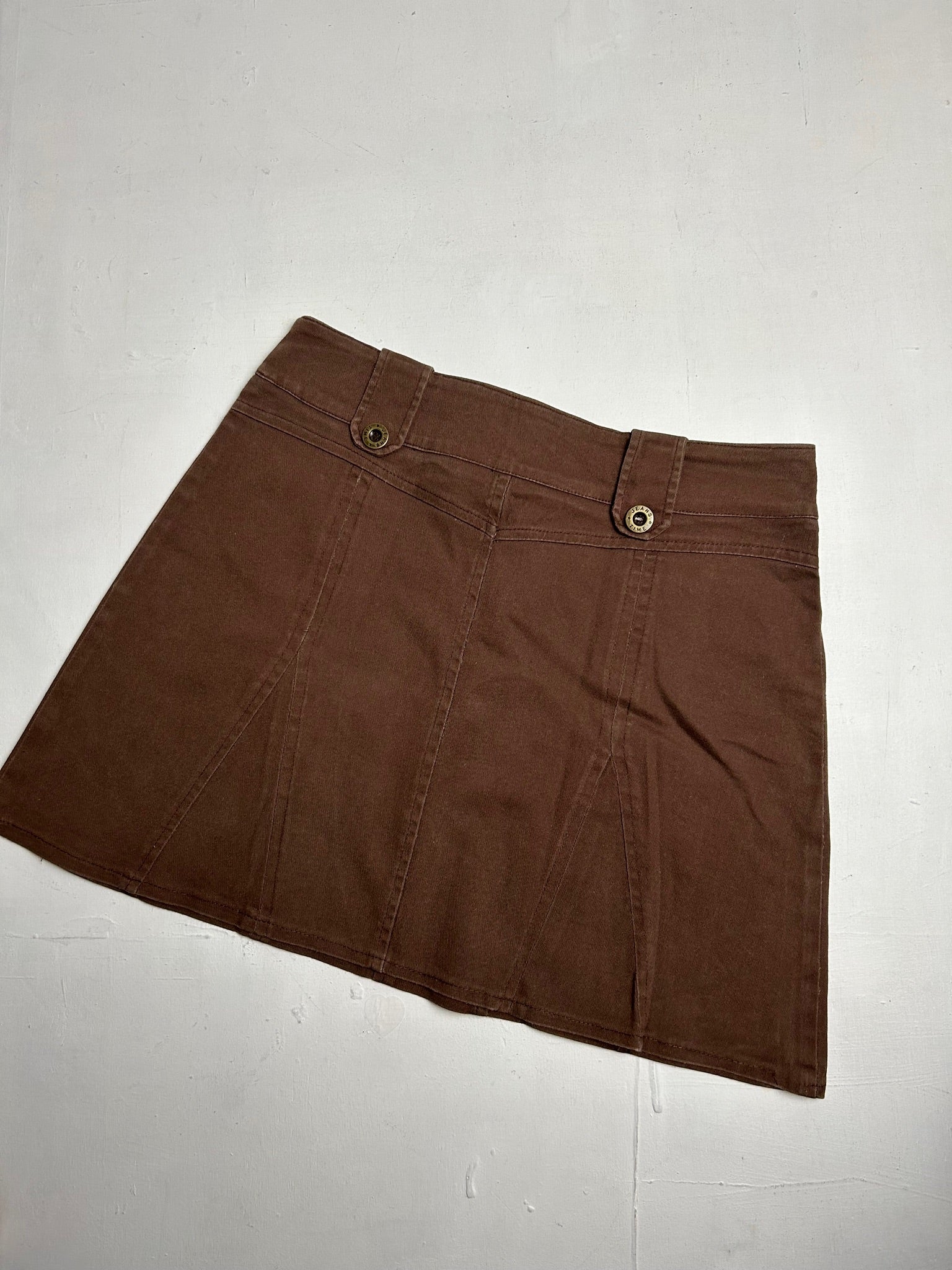 Brown mid rise denim mini  skirt (S/M)