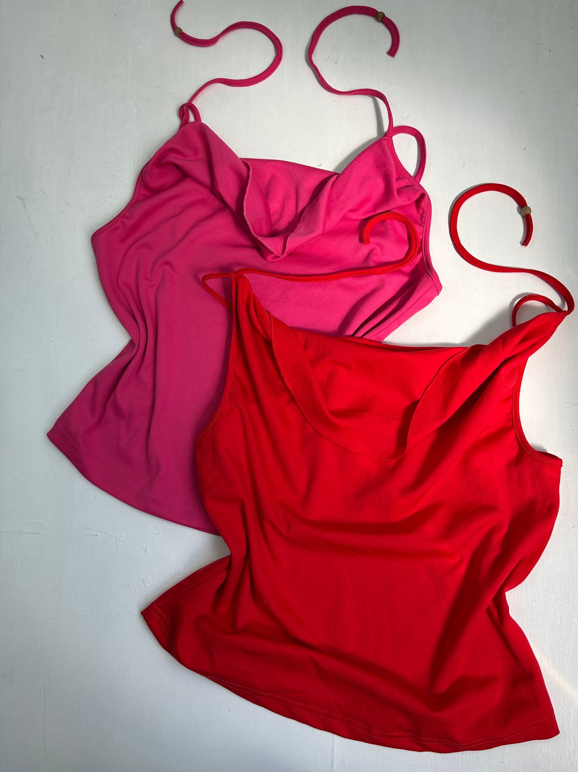 Plunge neck  stretchy halter top (M/L)